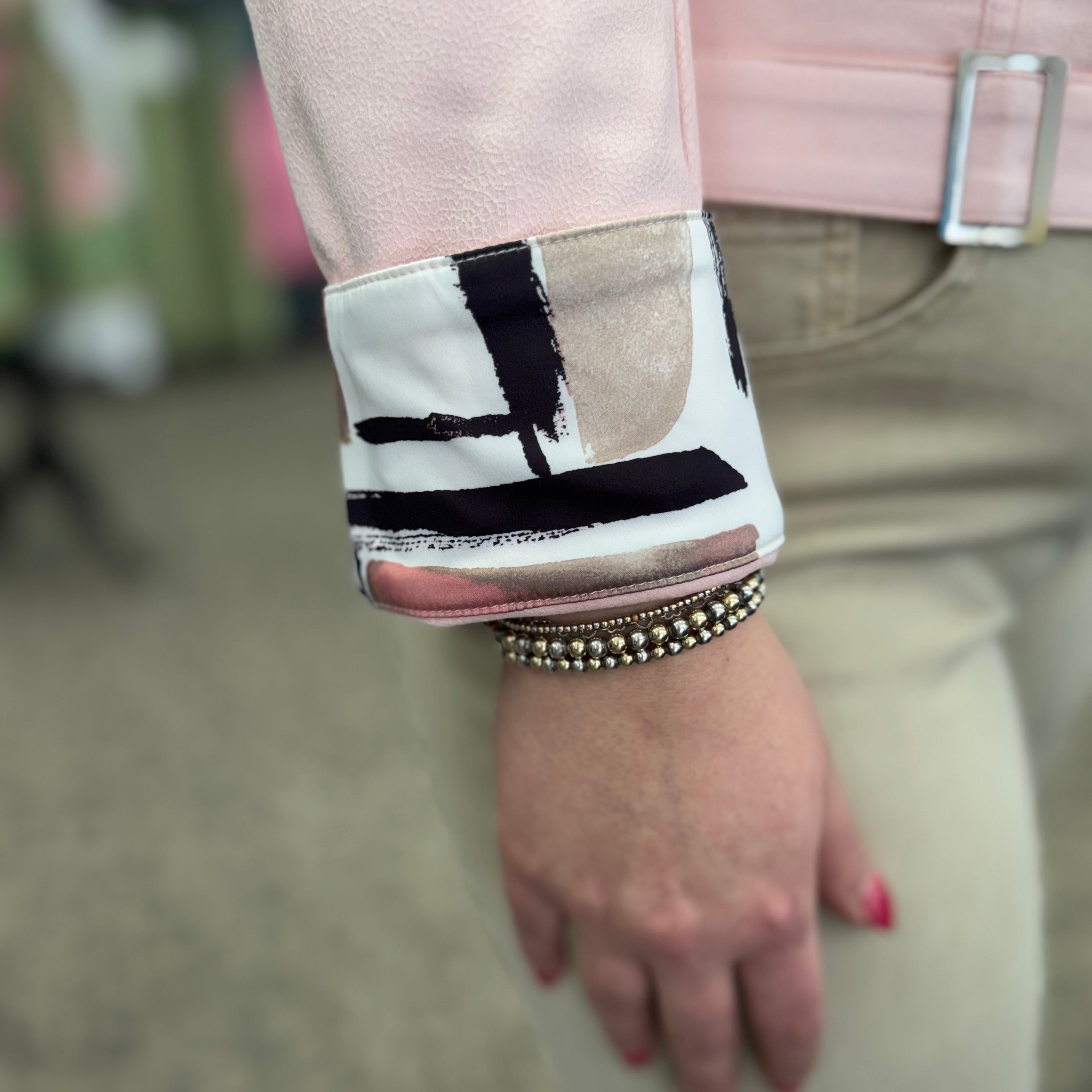 Foiled Faux Suede Fitted Jacket with Decorative Buckles