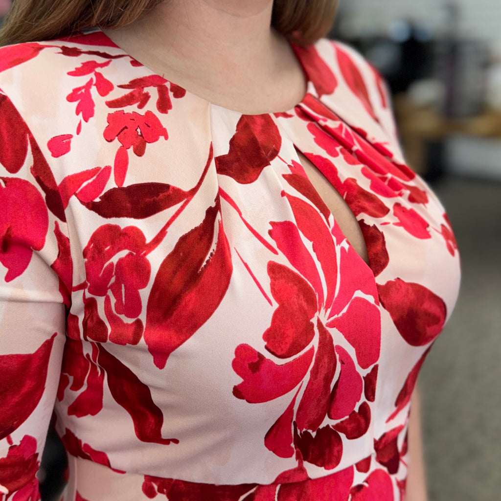 Short Sleeve Midi Dress with Keyhole Detail