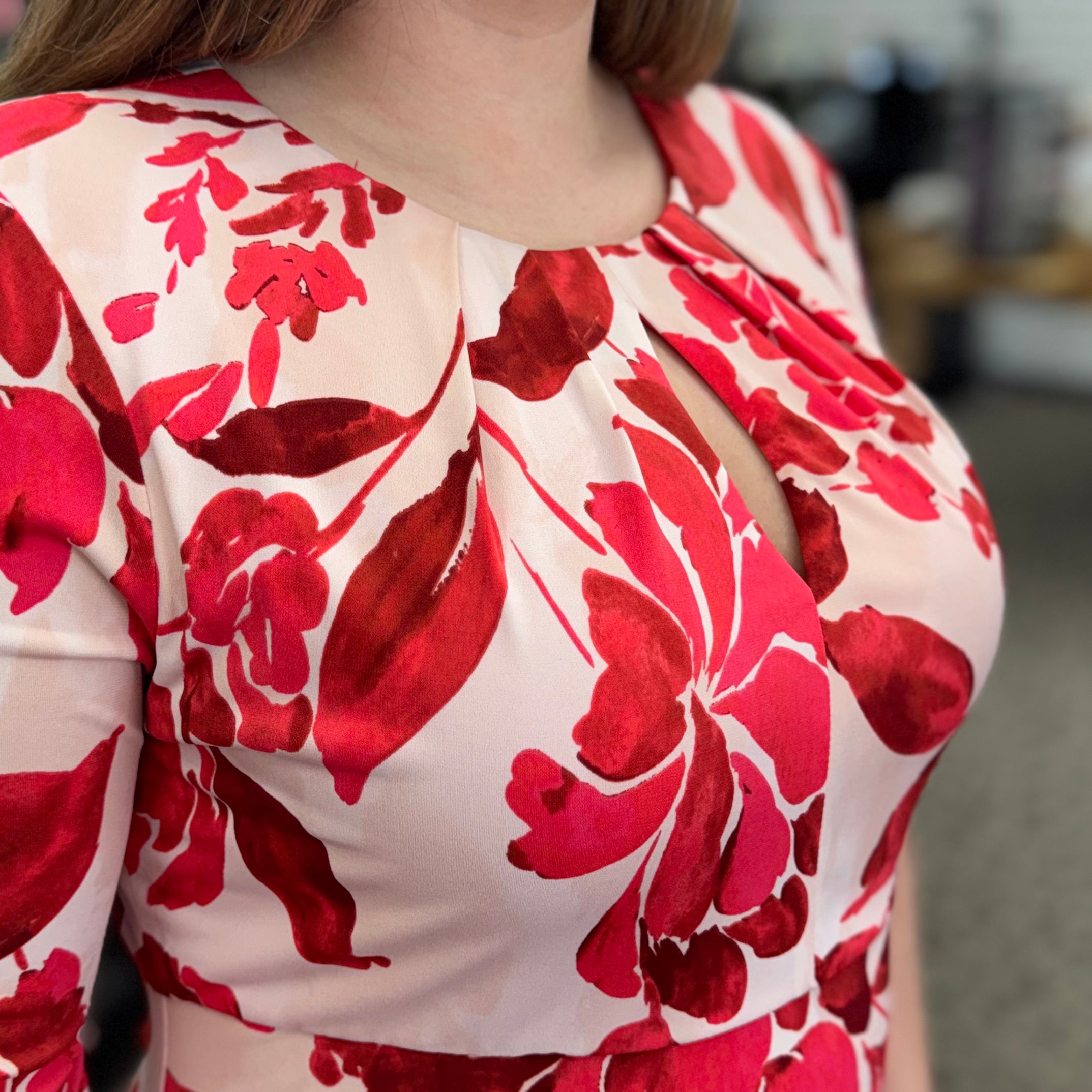 Short Sleeve Midi Dress with Keyhole Detail