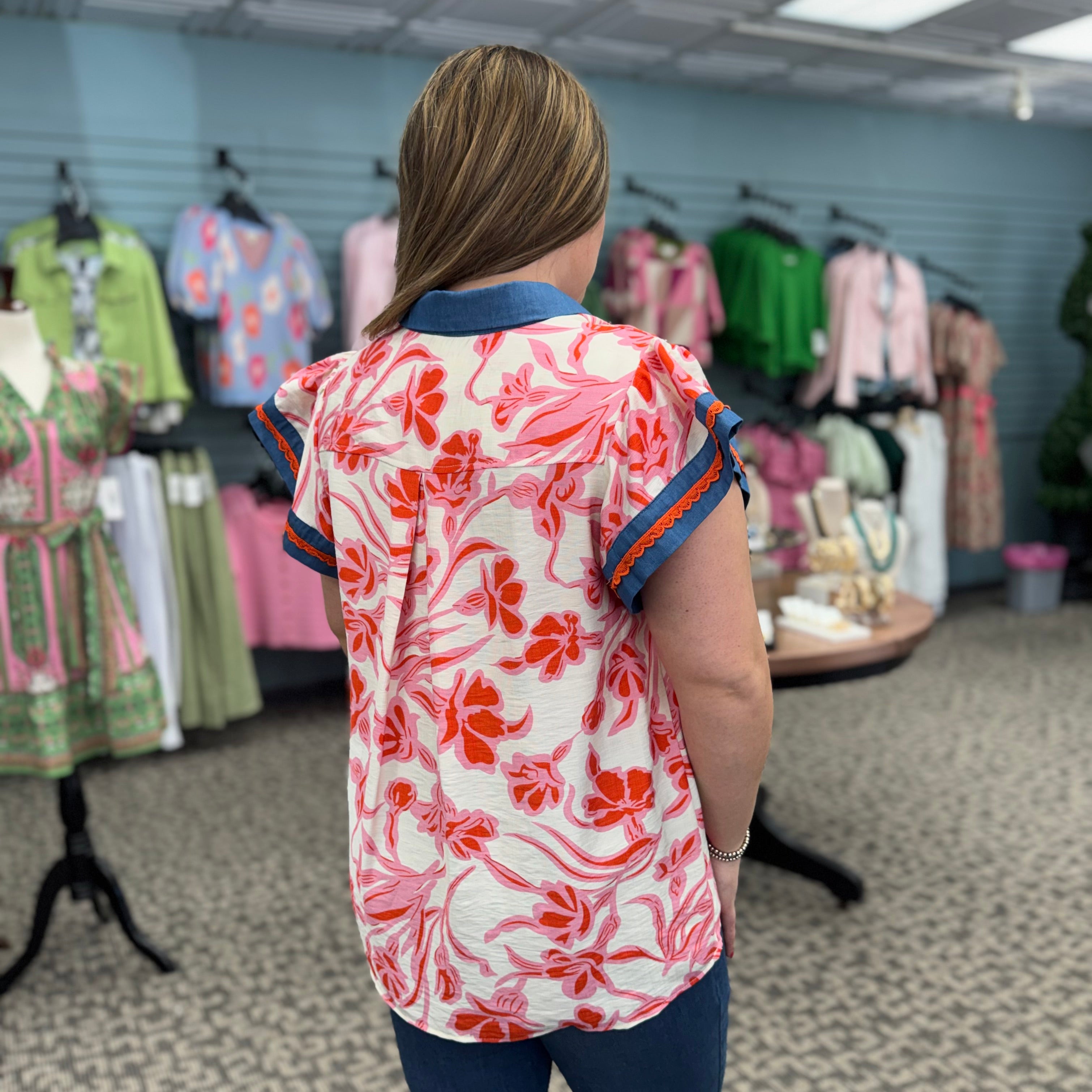 Floral Split Neck Top