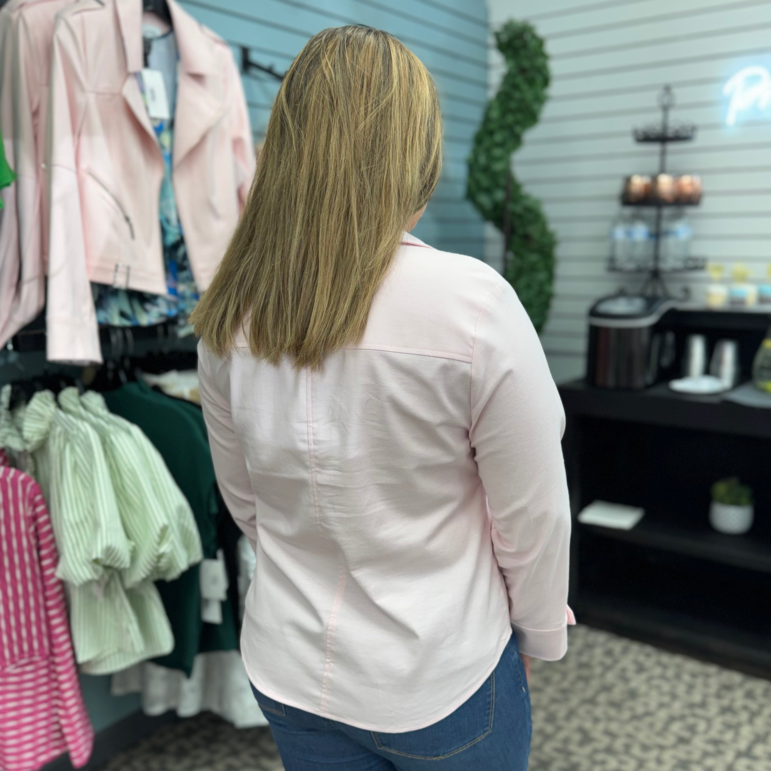 Stretch Cotton Tab Detail Shirt