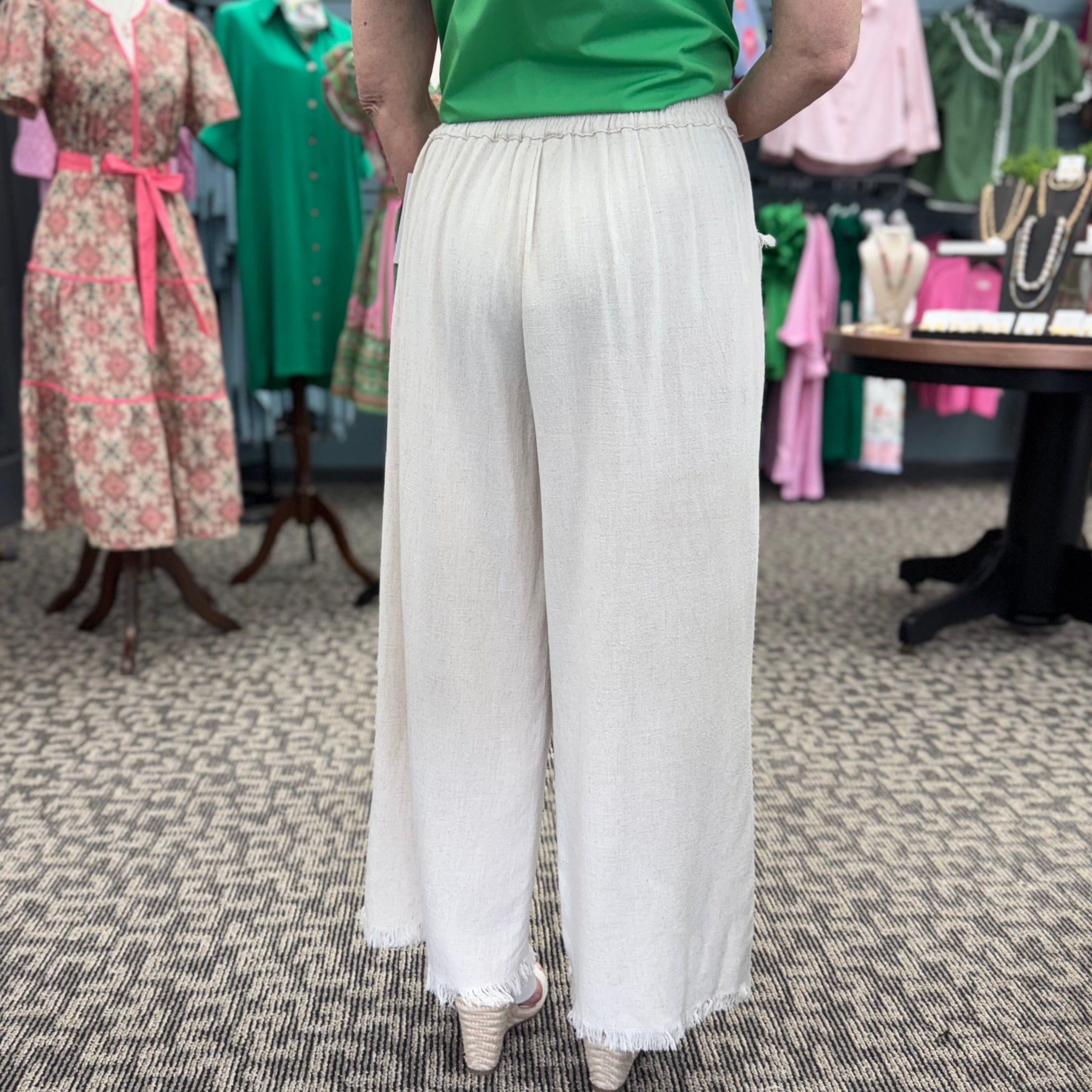 Frayed Hem Wide Leg Pants
