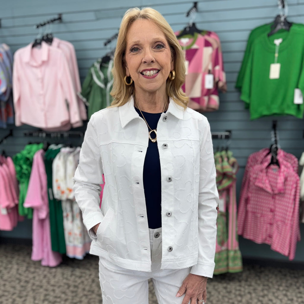 Etched Flower Pleat Back Jacket