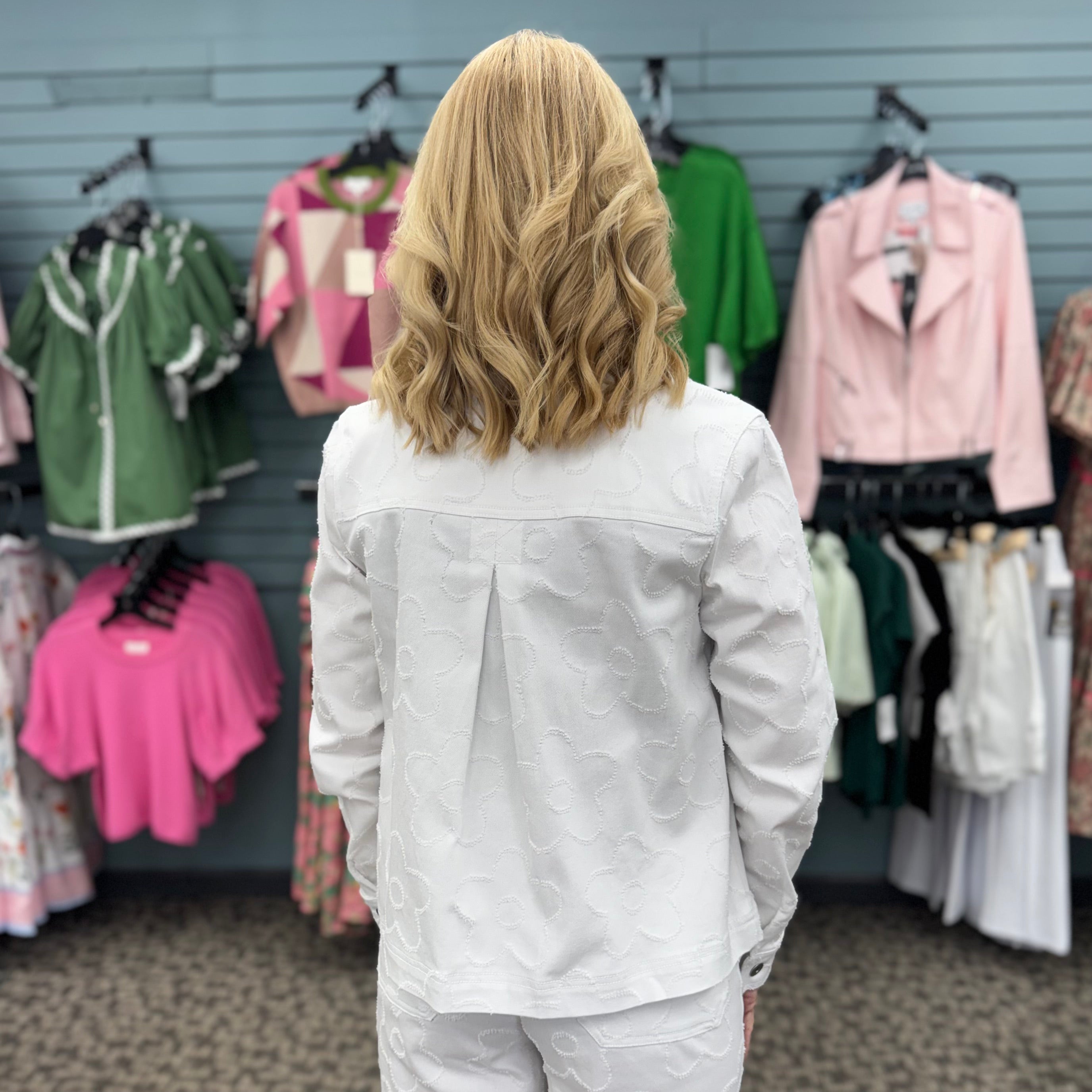 Etched Flower Pleat Back Jacket