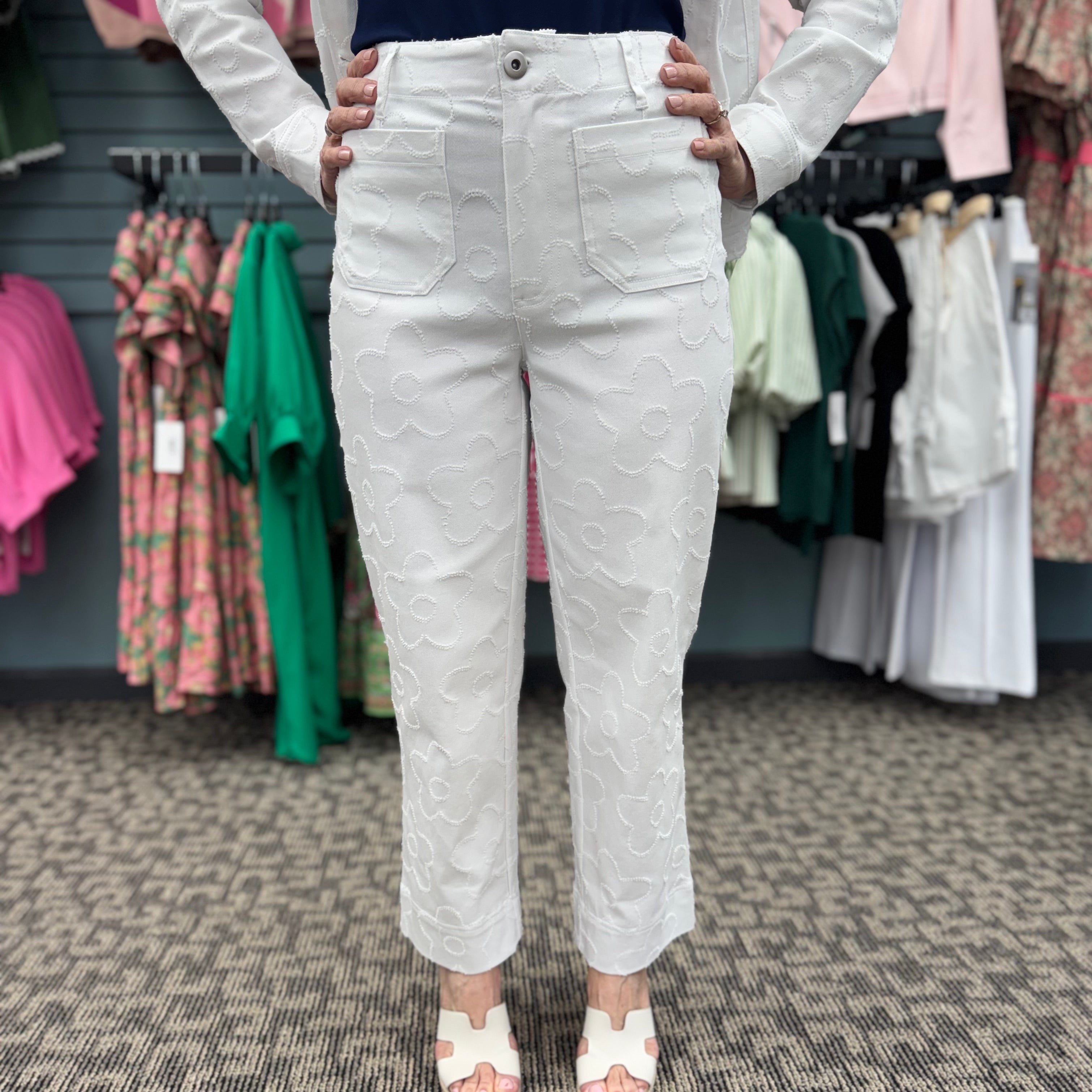 Etched Flower Crop Jean