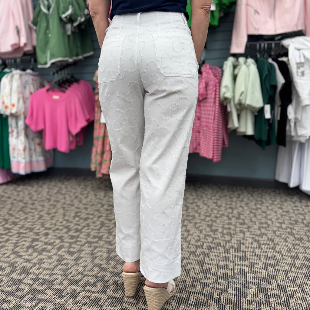 Etched Flower Crop Jean