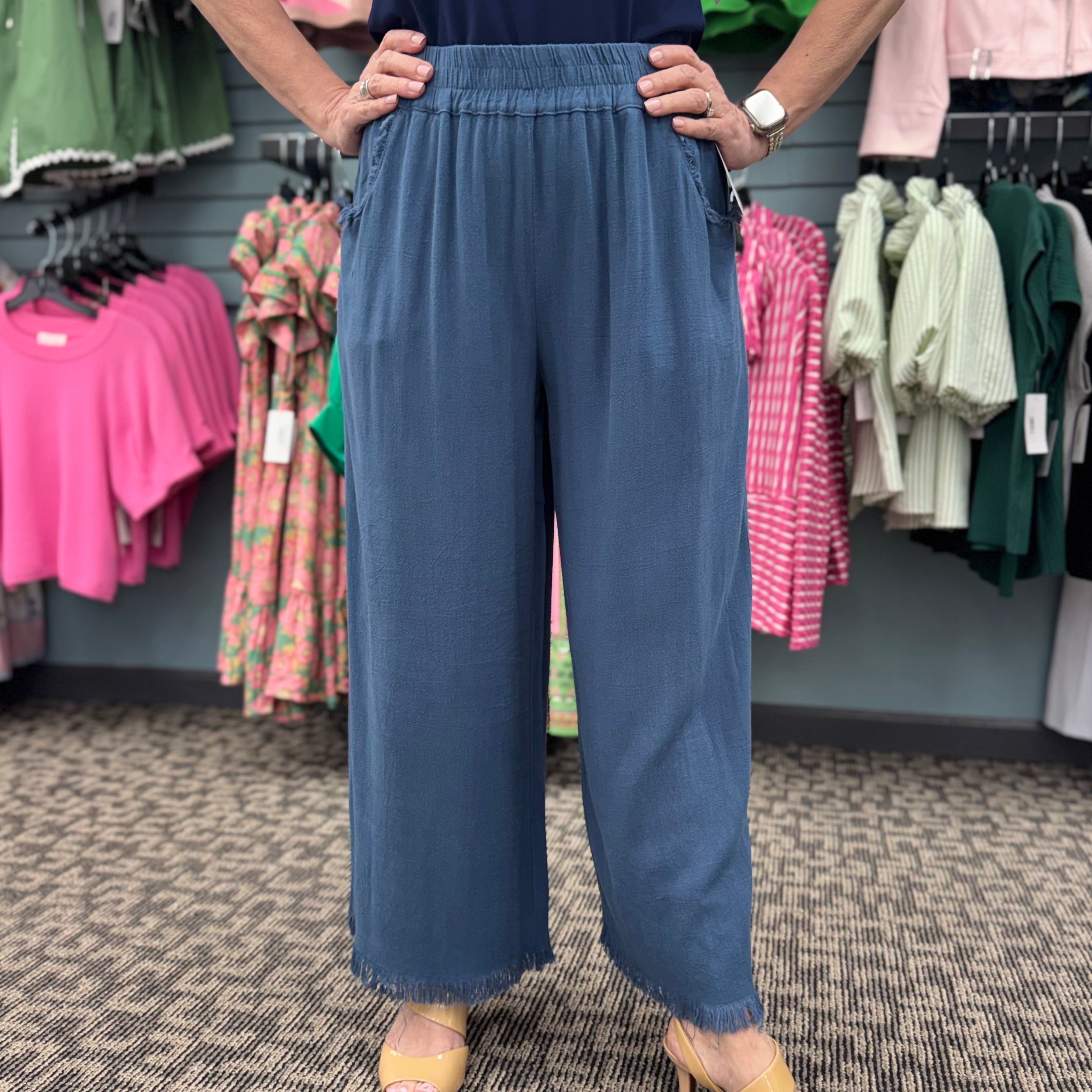 Frayed Hem Wide Leg Pants