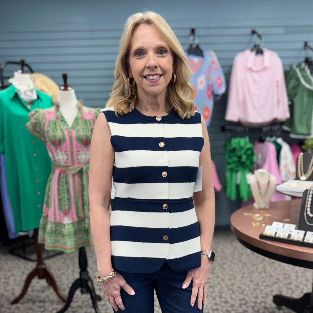 Sleeveless Peplum Stripe Sweater Vest