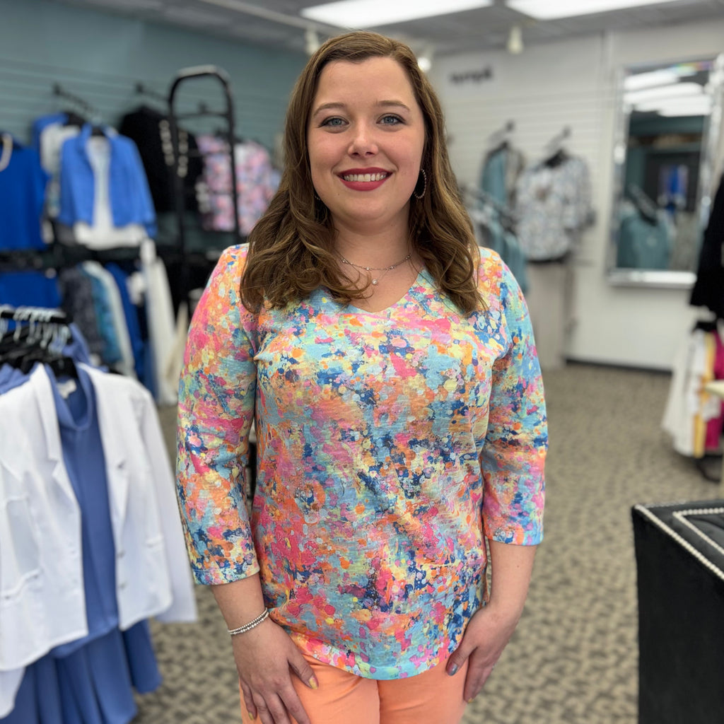 3/4 Sleeve V-Neck Top