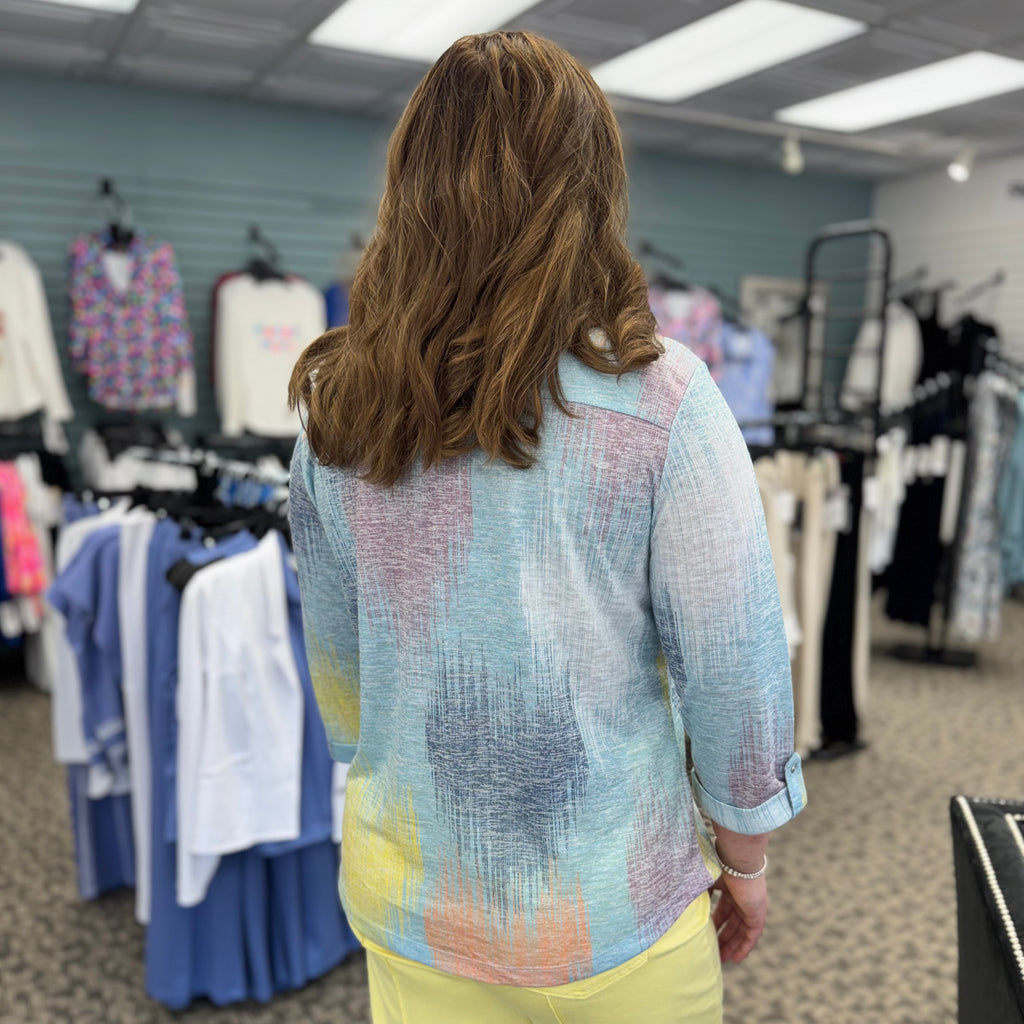 Abstract Print Henley Top