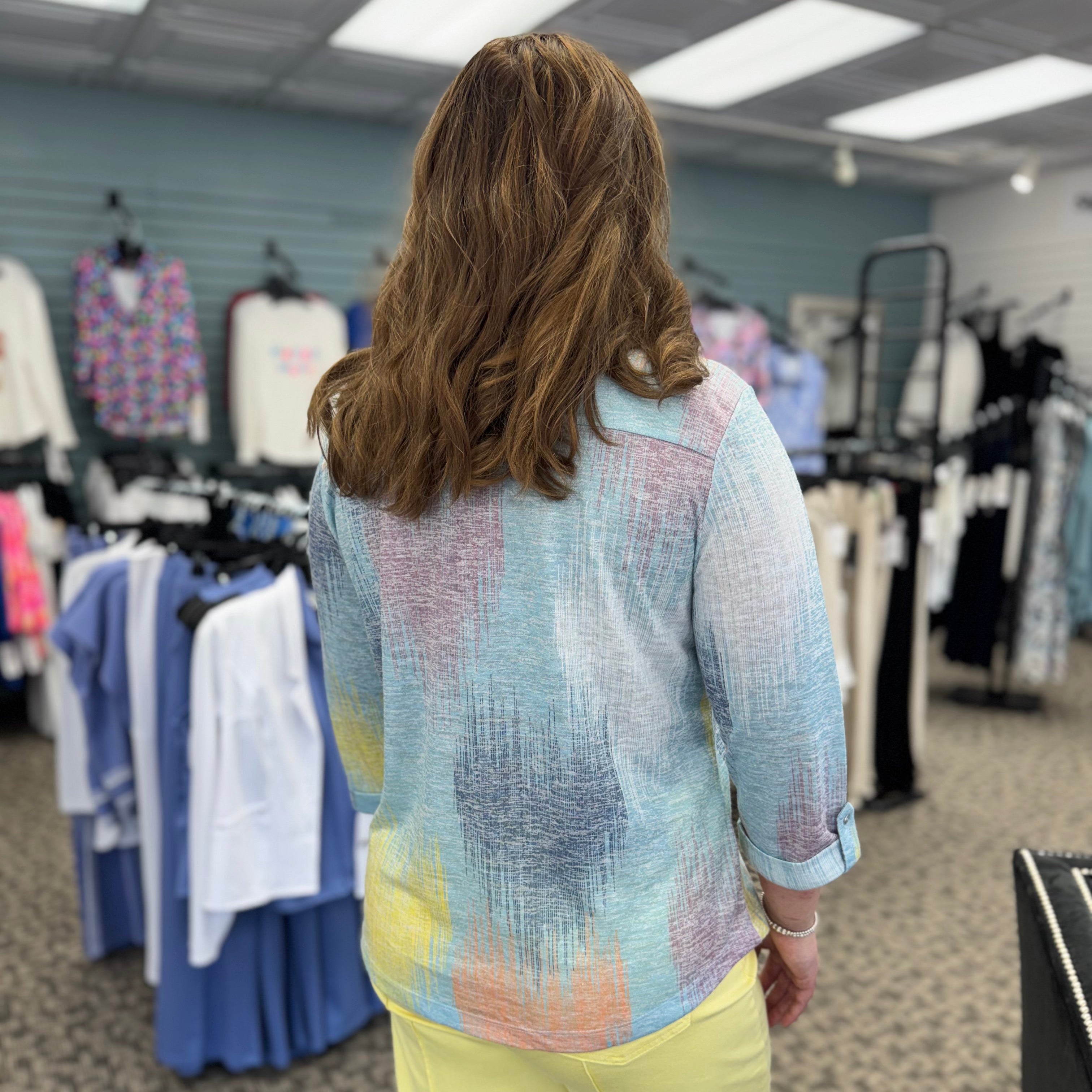 Abstract Print Henley Top
