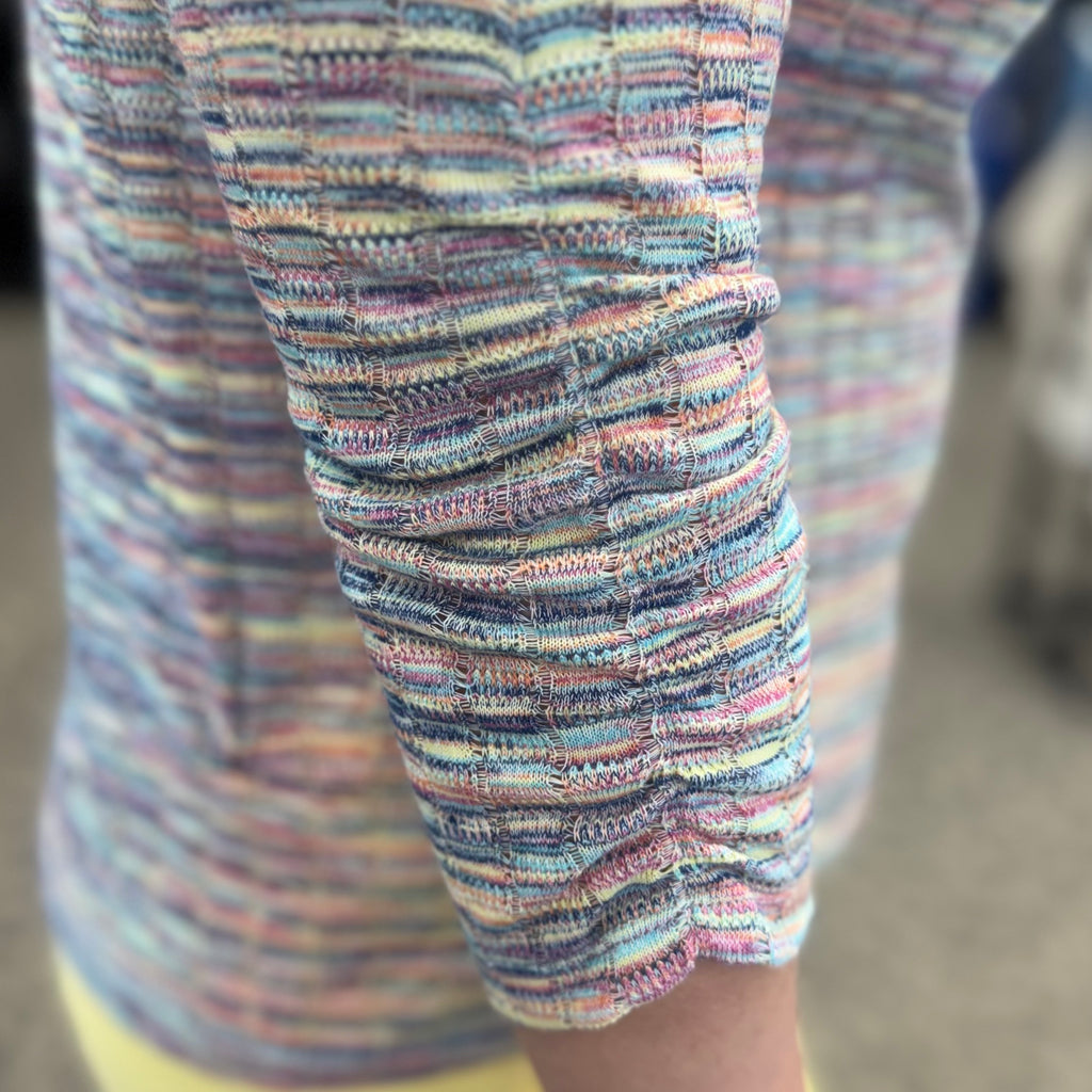 Rainbow Spacedye 3/4 Sleeve V-Neck Top