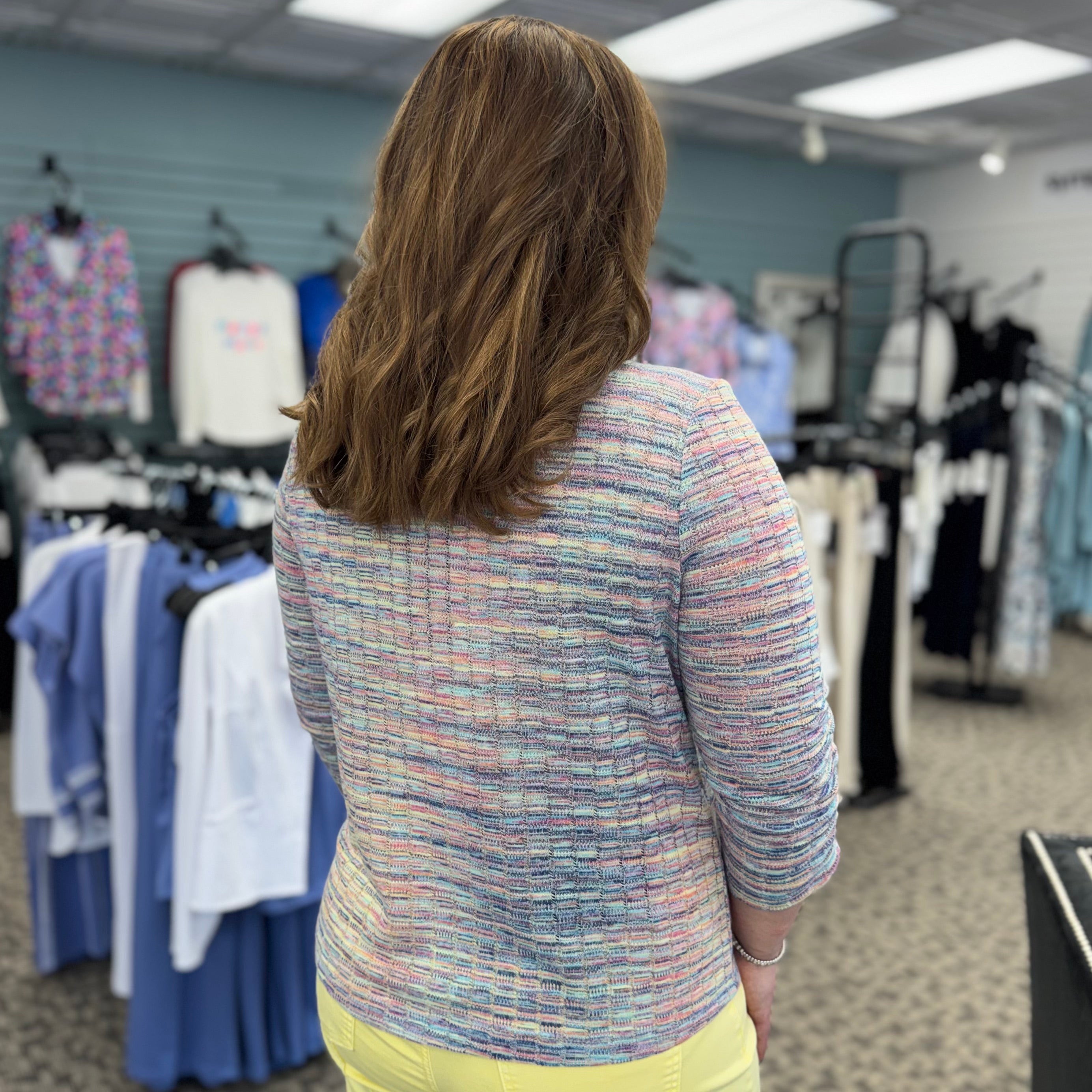 Rainbow Spacedye 3/4 Sleeve V-Neck Top
