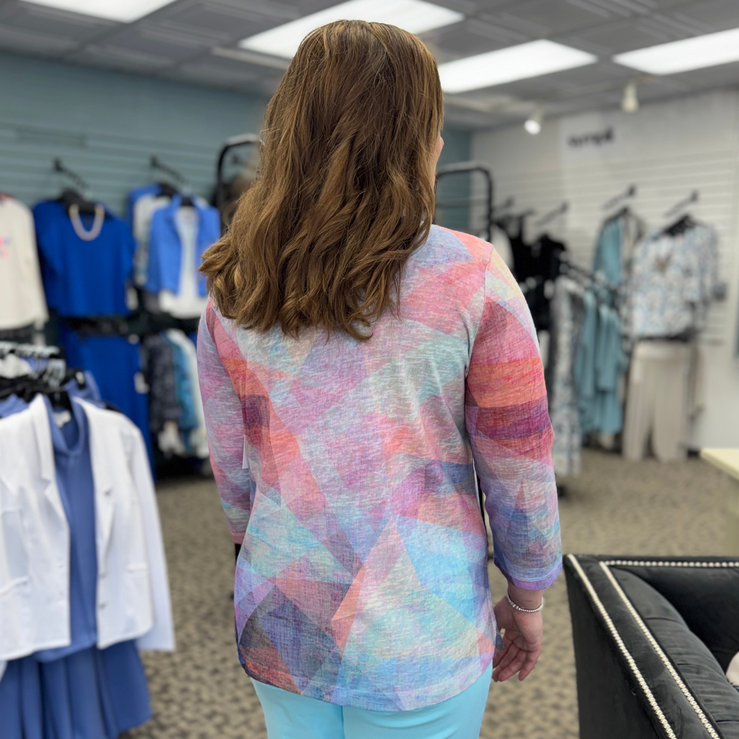 3/4 Sleeve Notch Neck Top