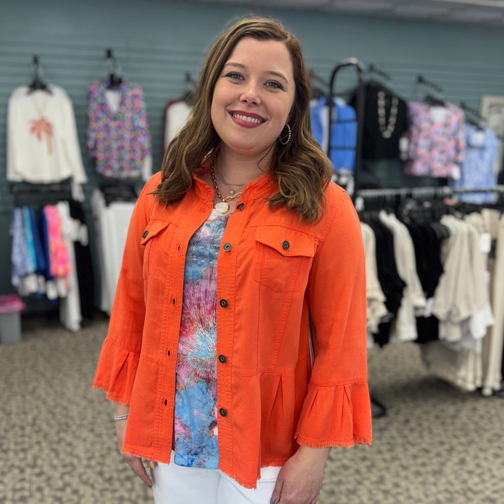 Flounce Sleeve Peplum Jacket