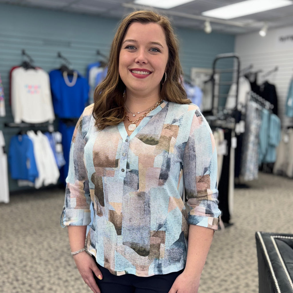 3/4 Sleeve Henley Top – Coppertone