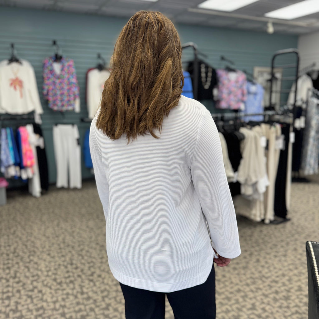 3/4 Sleeve Johnny Collar V-Neck Top