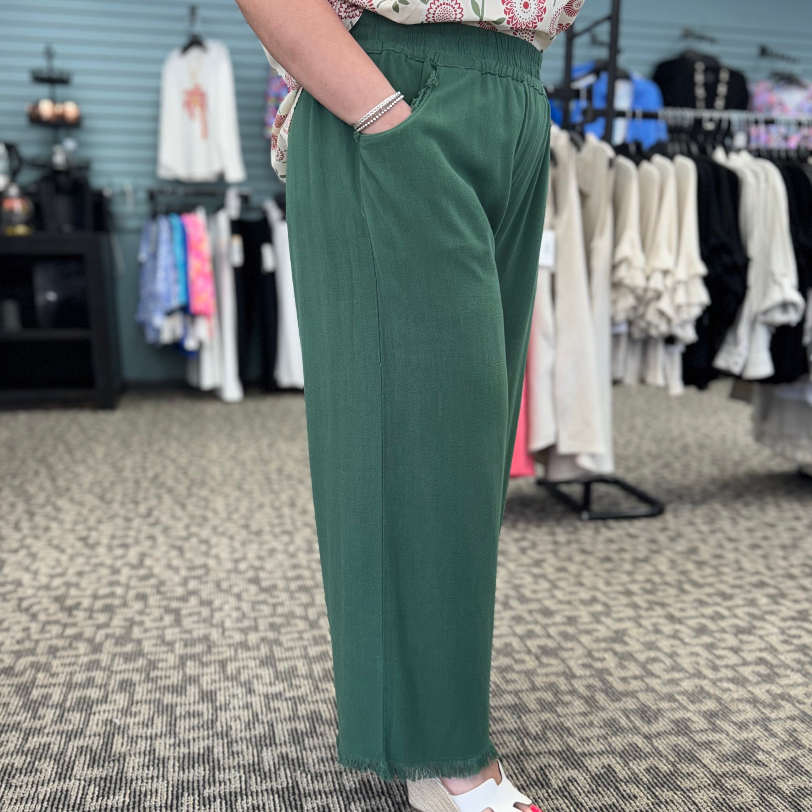 Frayed Hem Wide Leg Pants