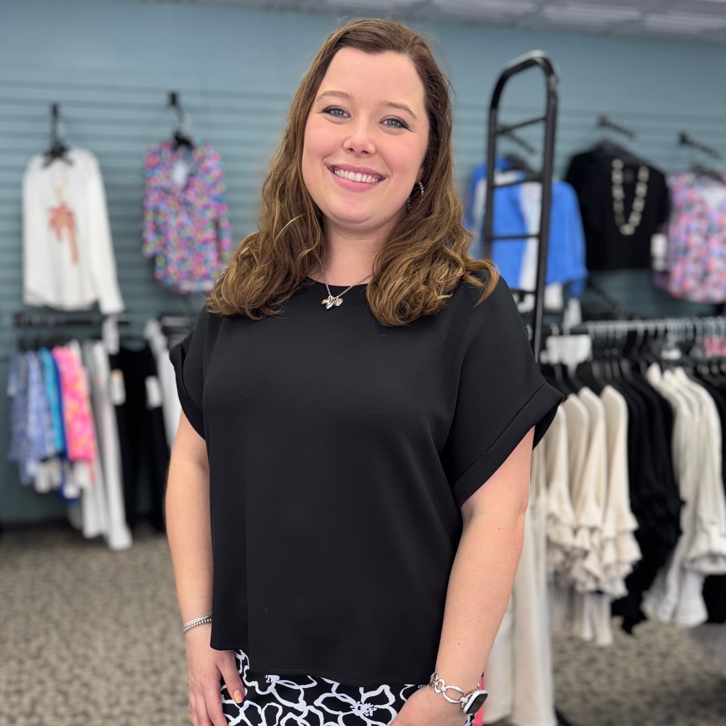 Rolled Cuff Short Sleeve Dolman Wide Neck Top