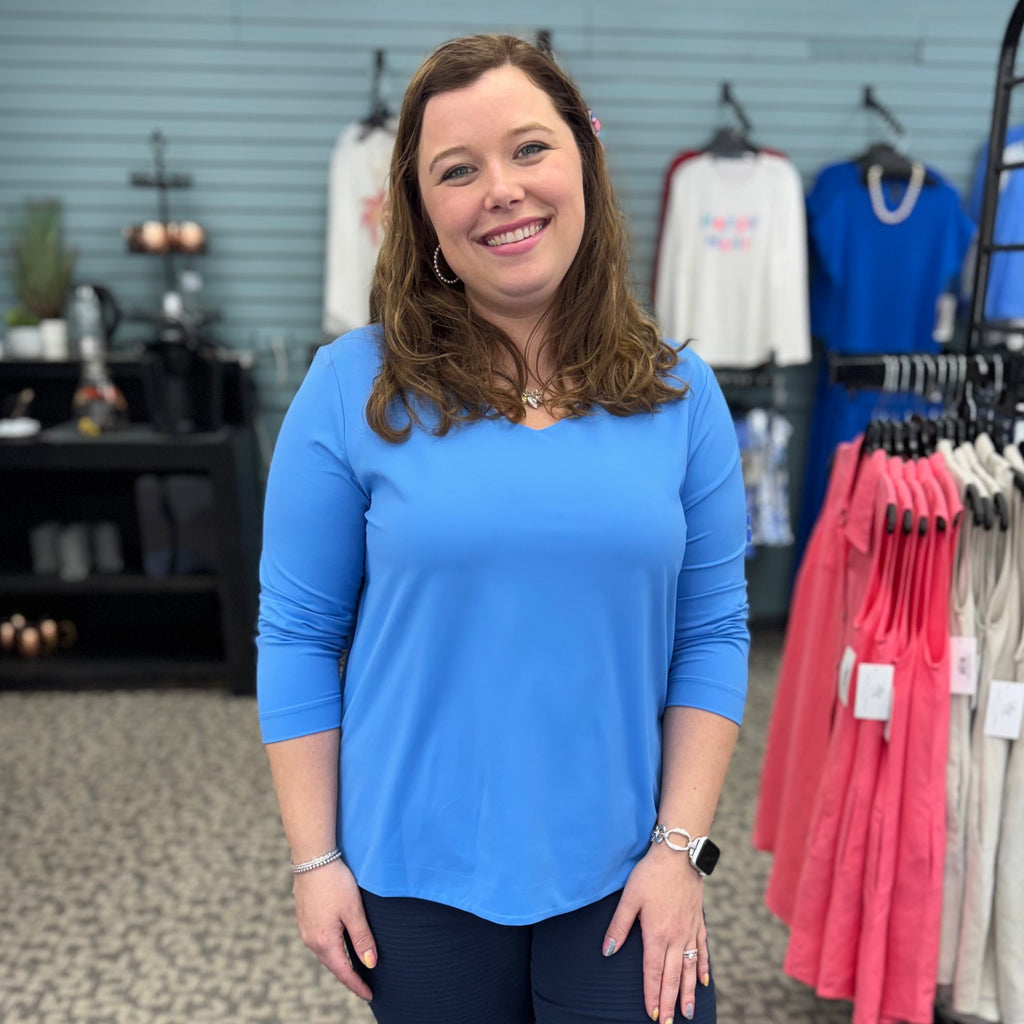 3/4 Sleeve V-neck Top