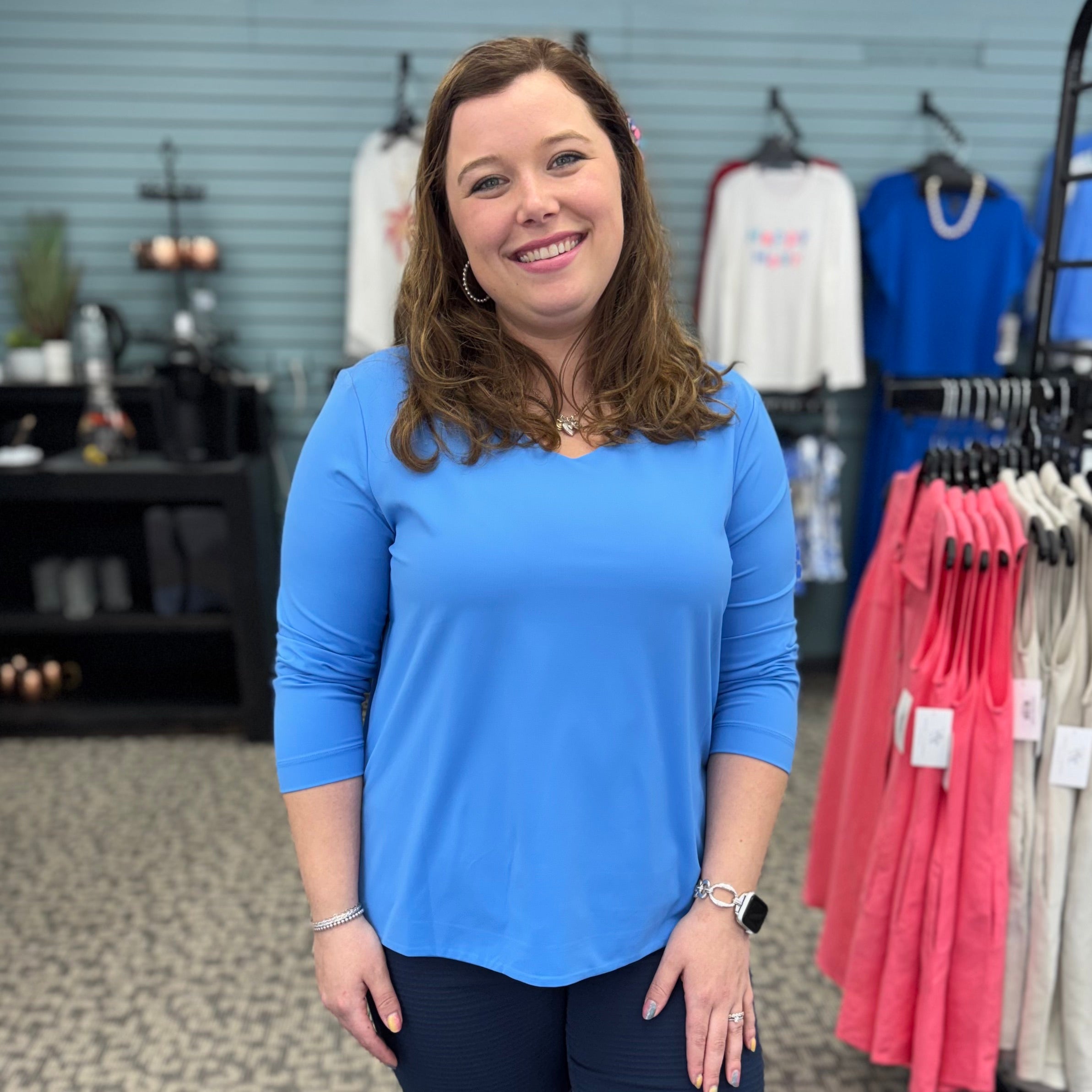 3/4 Sleeve V-neck Top
