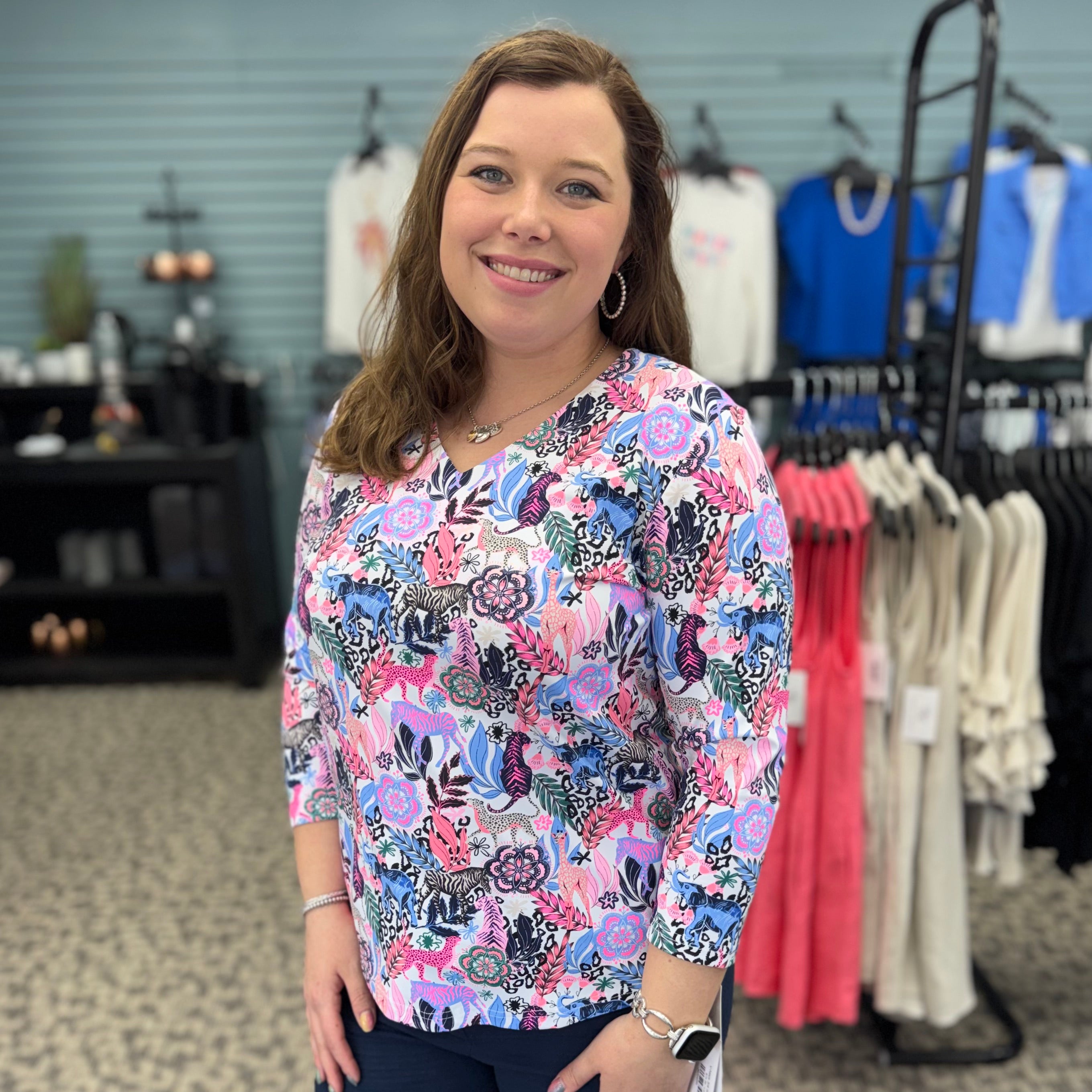 V-Neck 3/4 Sleeve Top