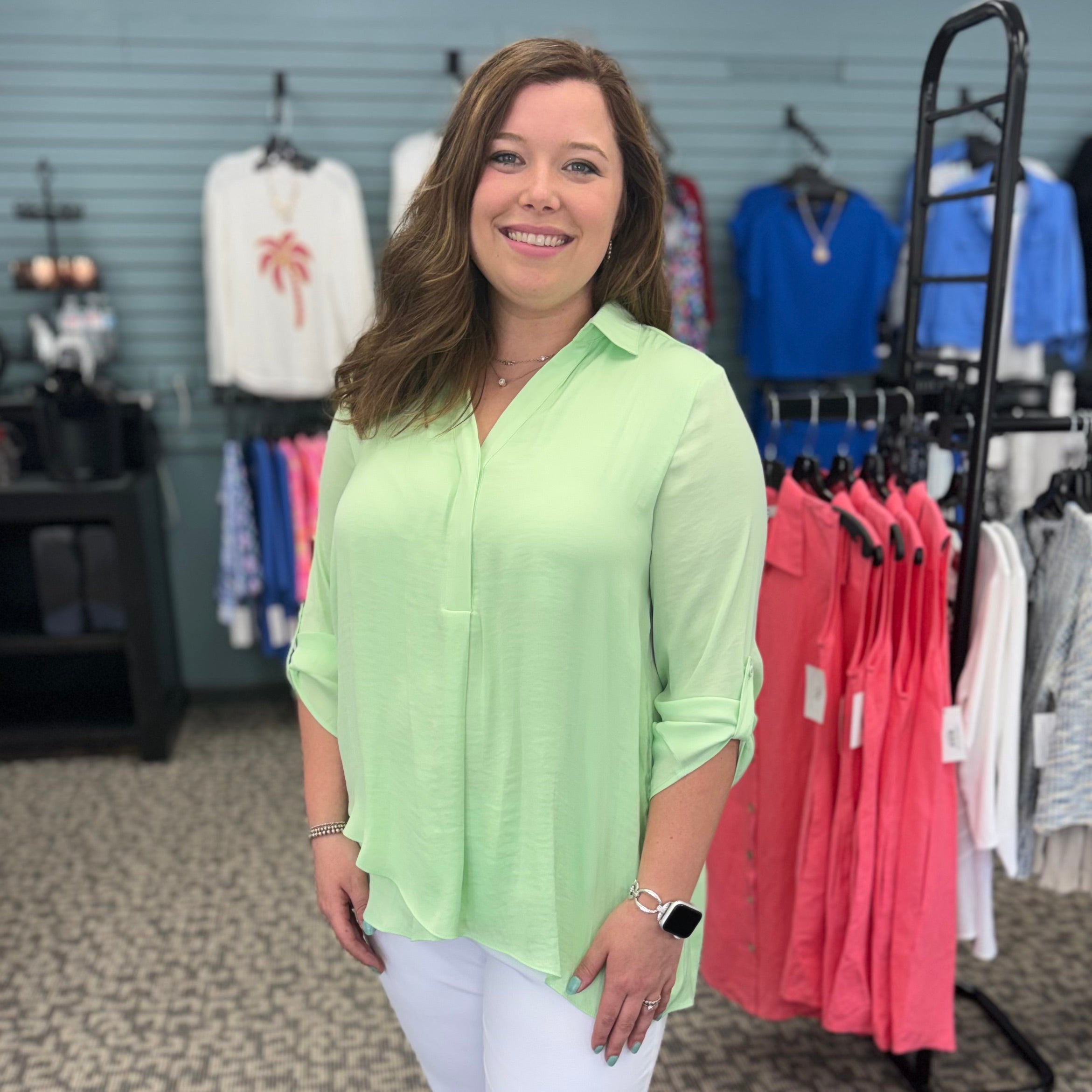 V-Neck Collared Woven Blouse