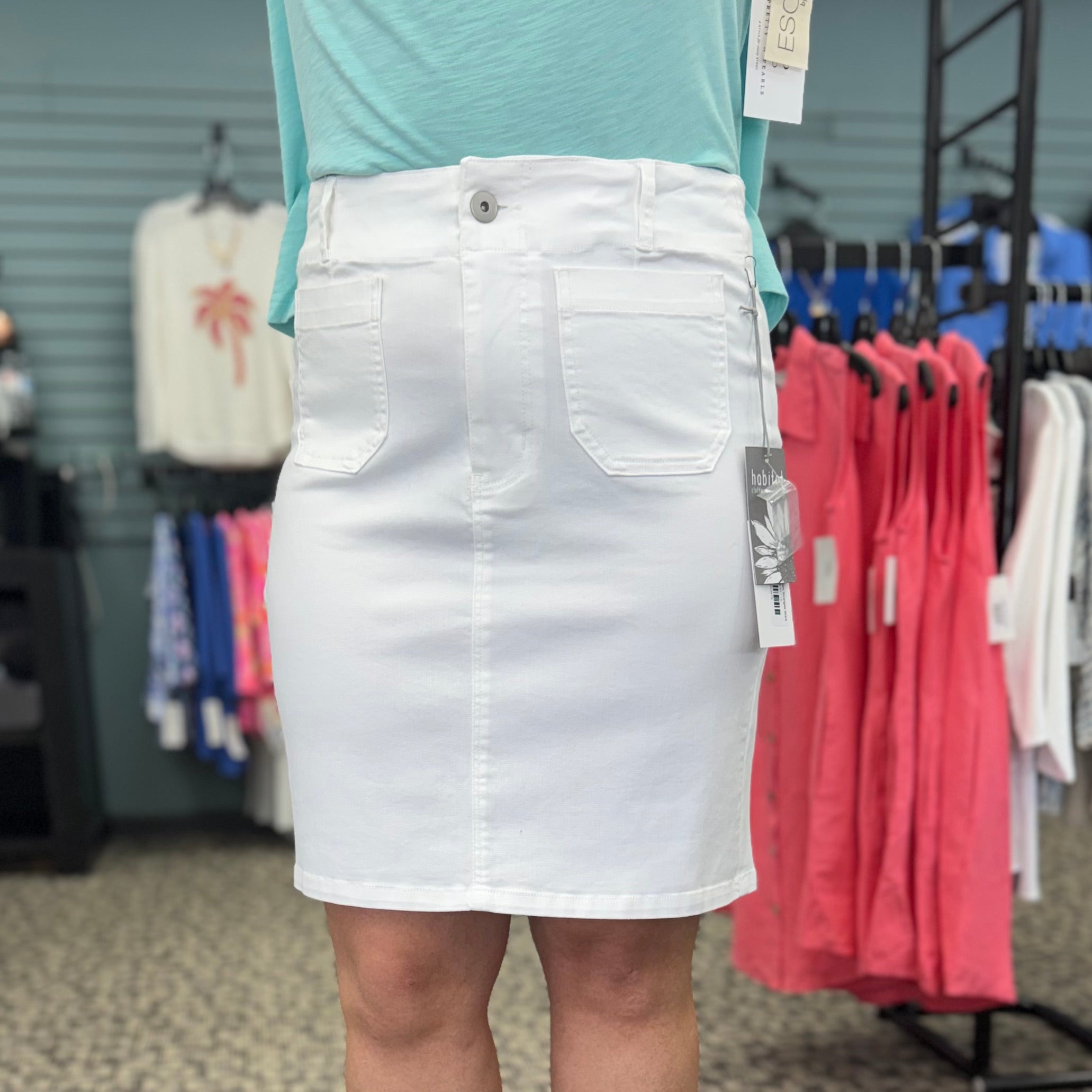 Stretch Denim Straight Skirt