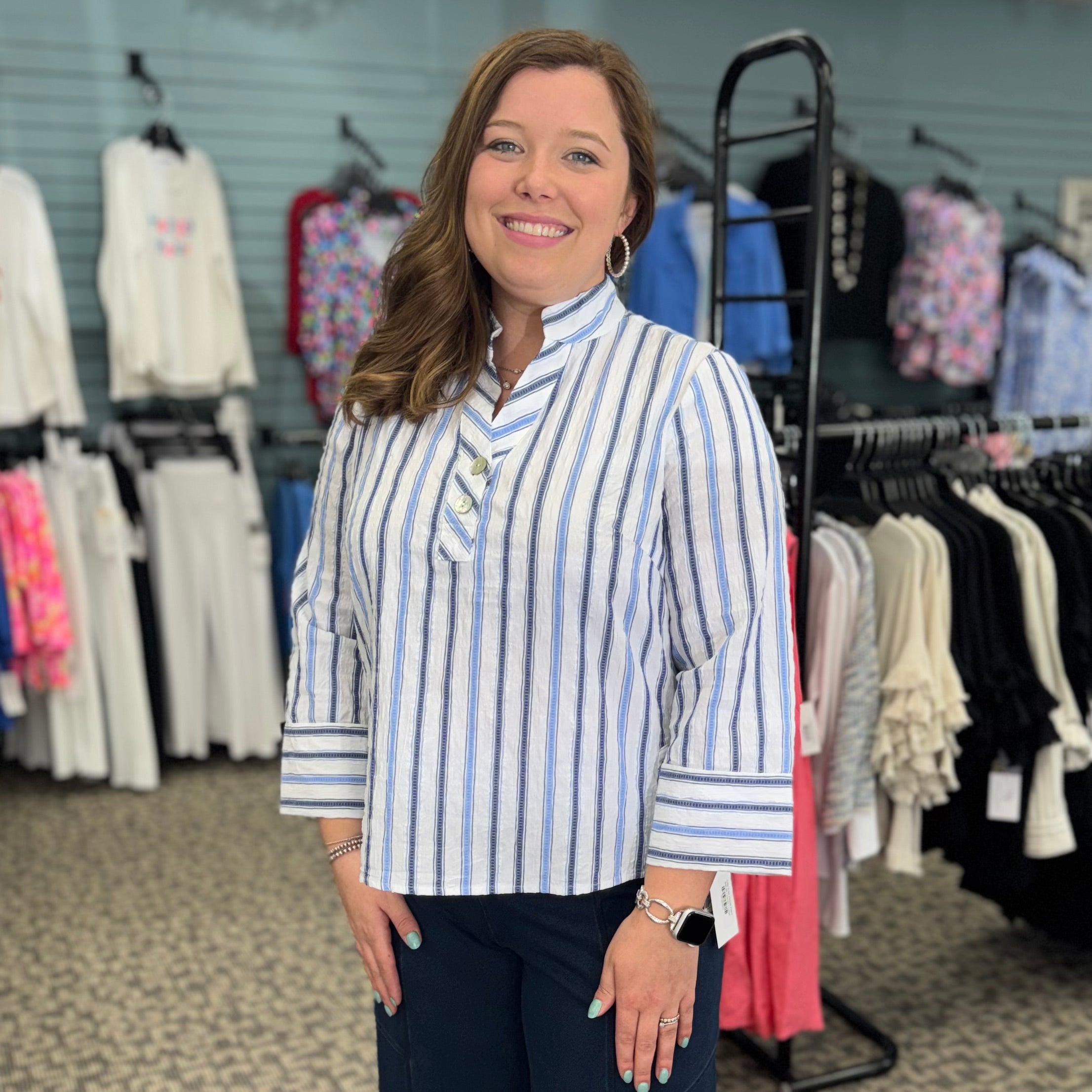 Hampton Stripe Half Placket Pullover