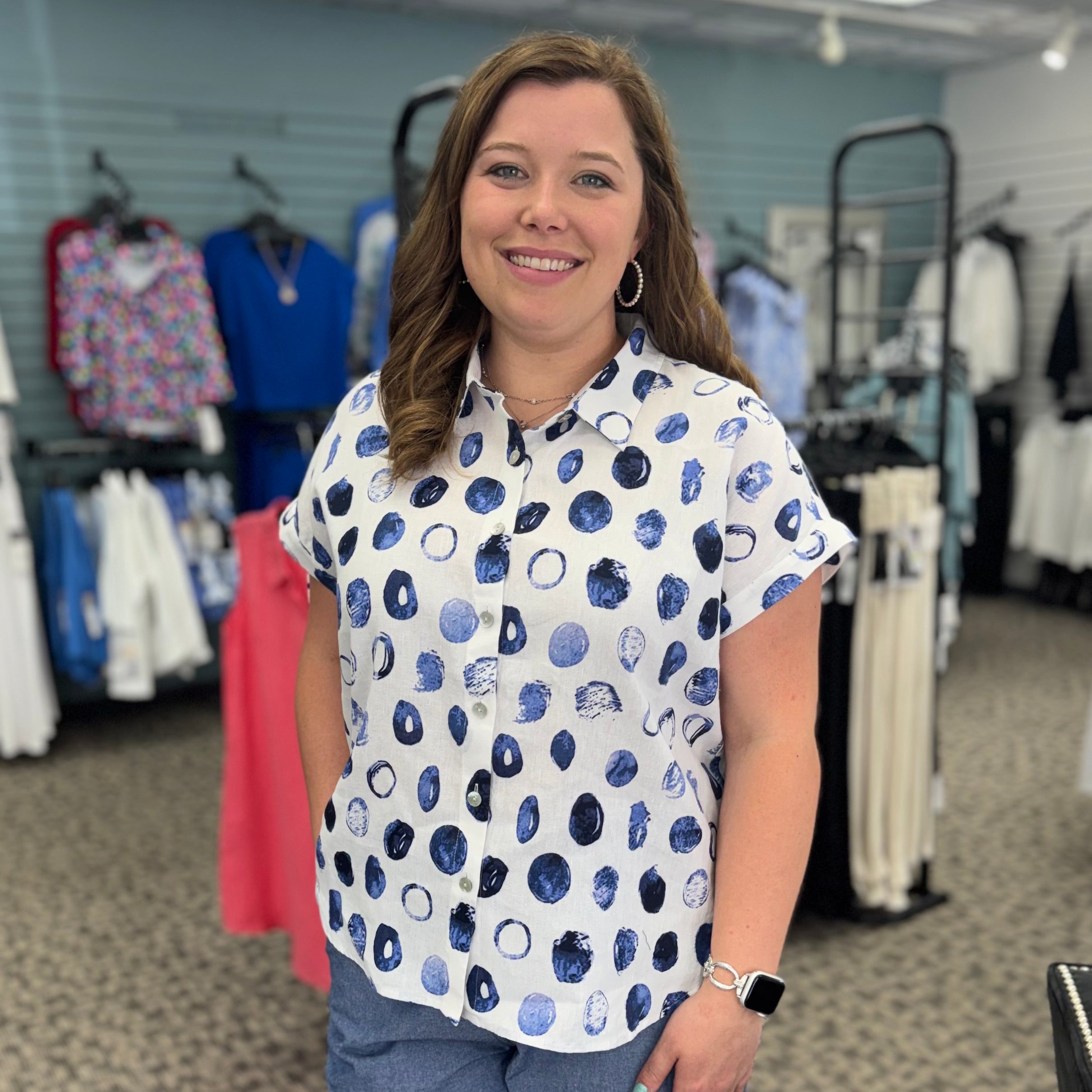 Linen Dot Cabana Shirt