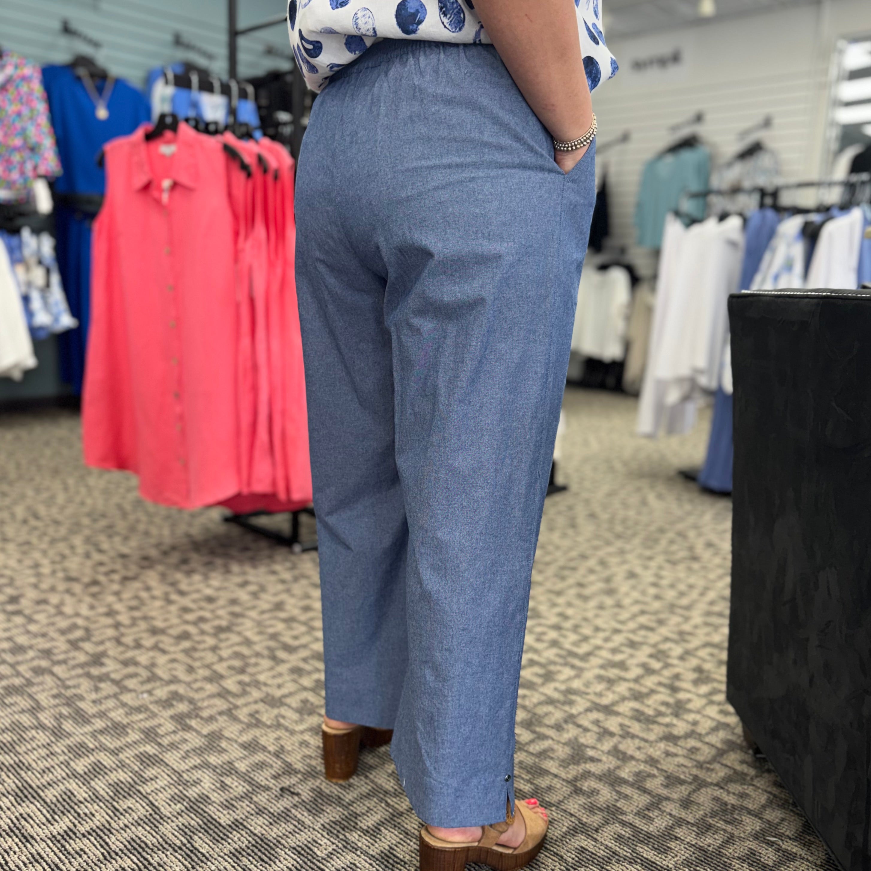 Button Zip Front Ankle Pant
