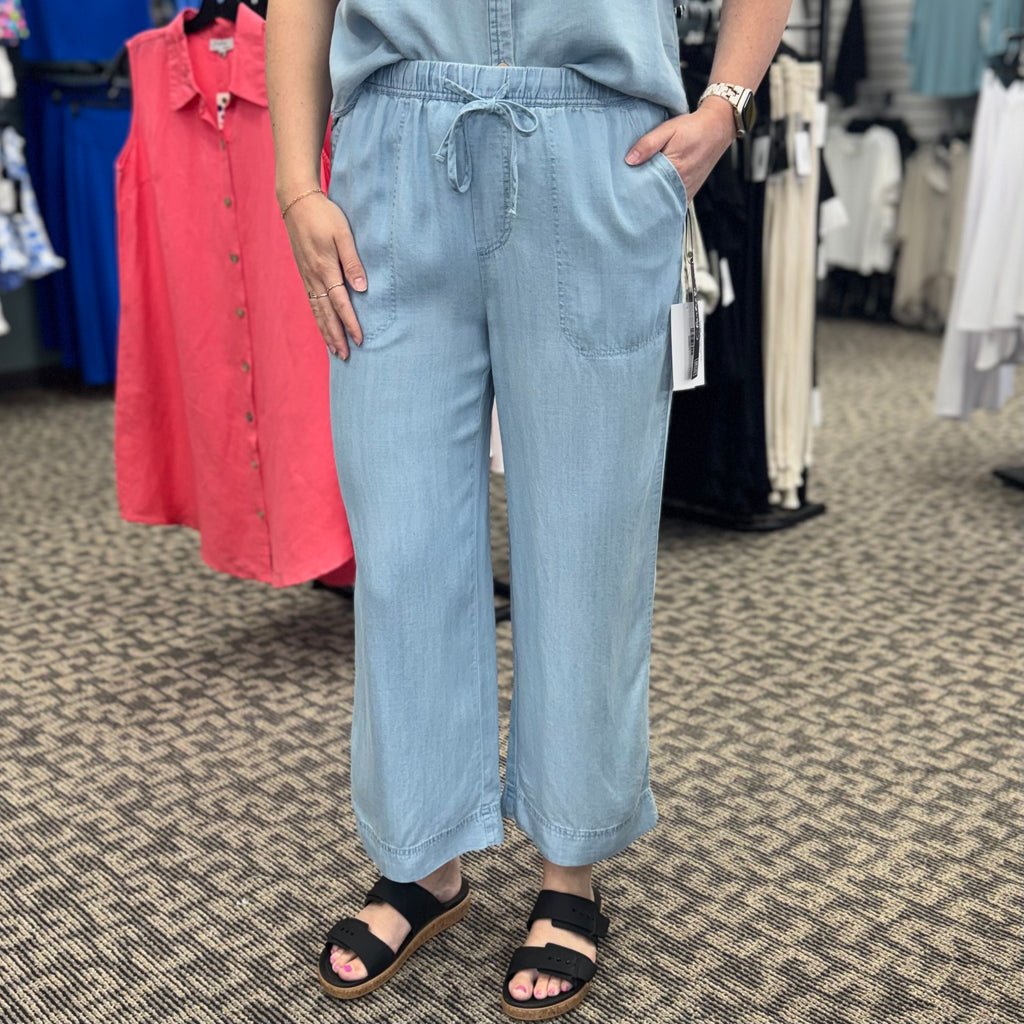 Tencel Wide Leg Cropped Jogger Pants