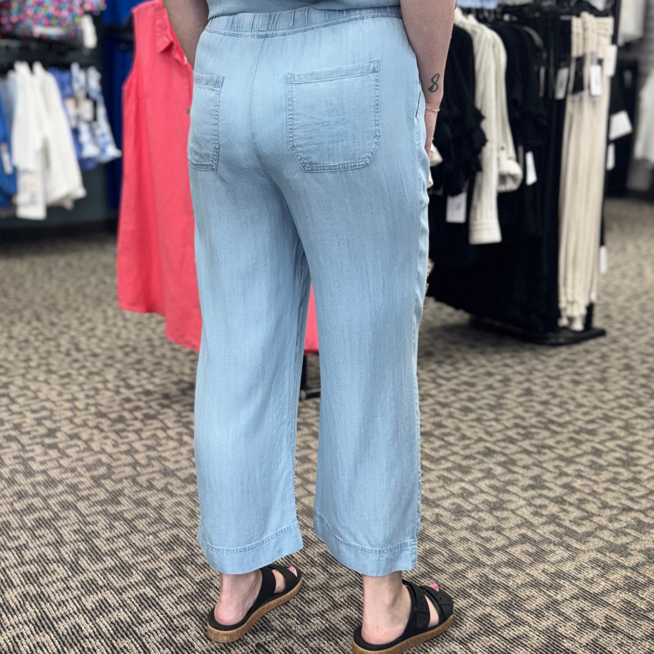 Tencel Wide Leg Cropped Jogger Pants