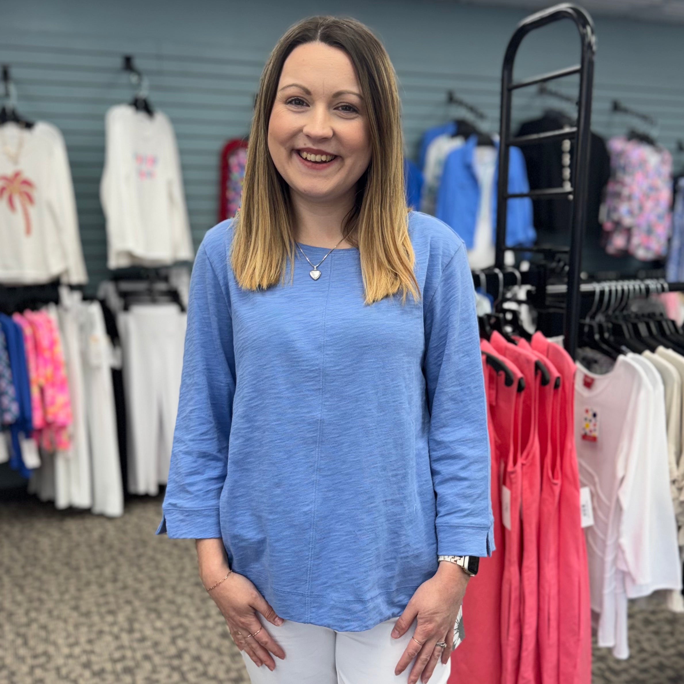 Cotton Pebble Cover Stitch Top