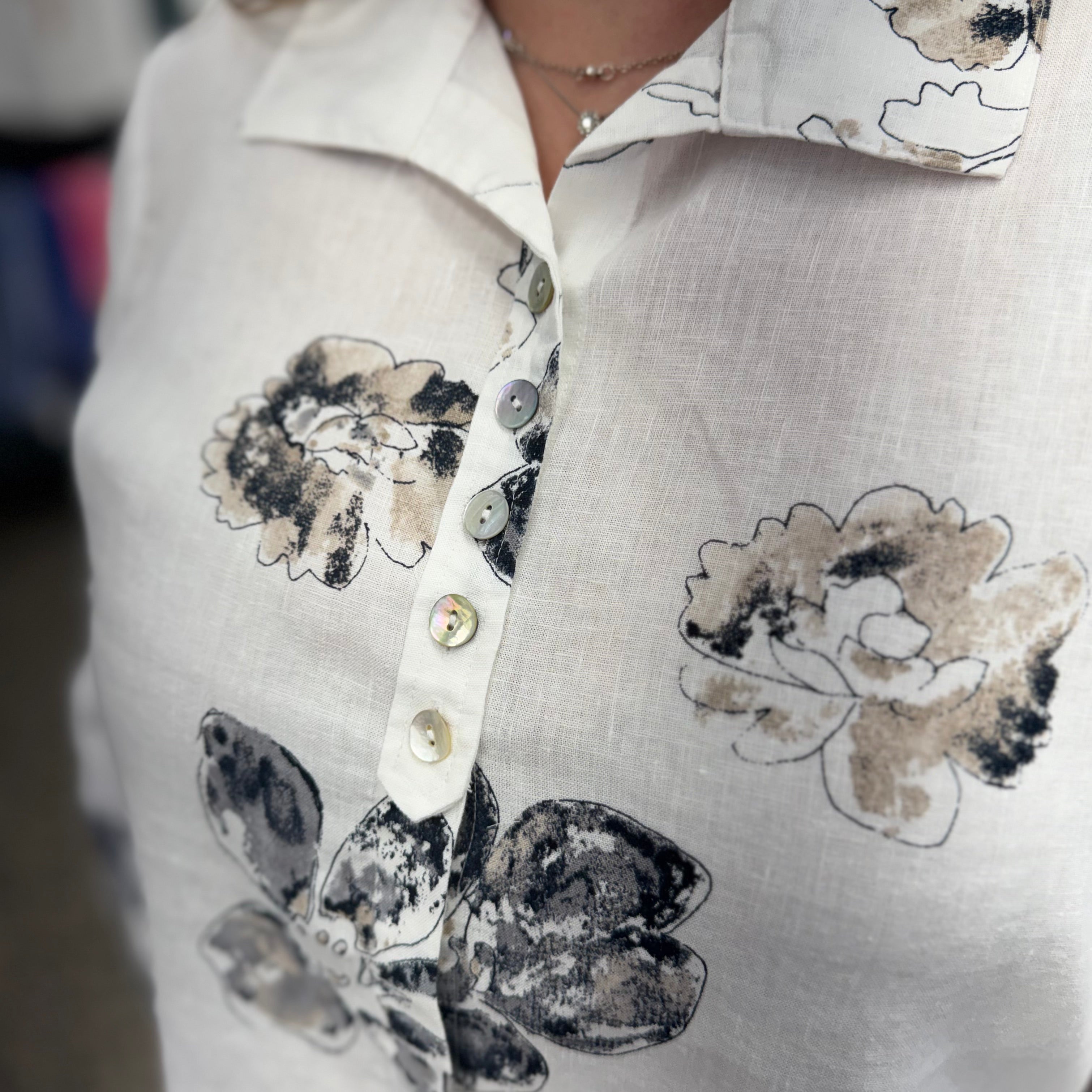 Linen Floral Retro Swing Shirt