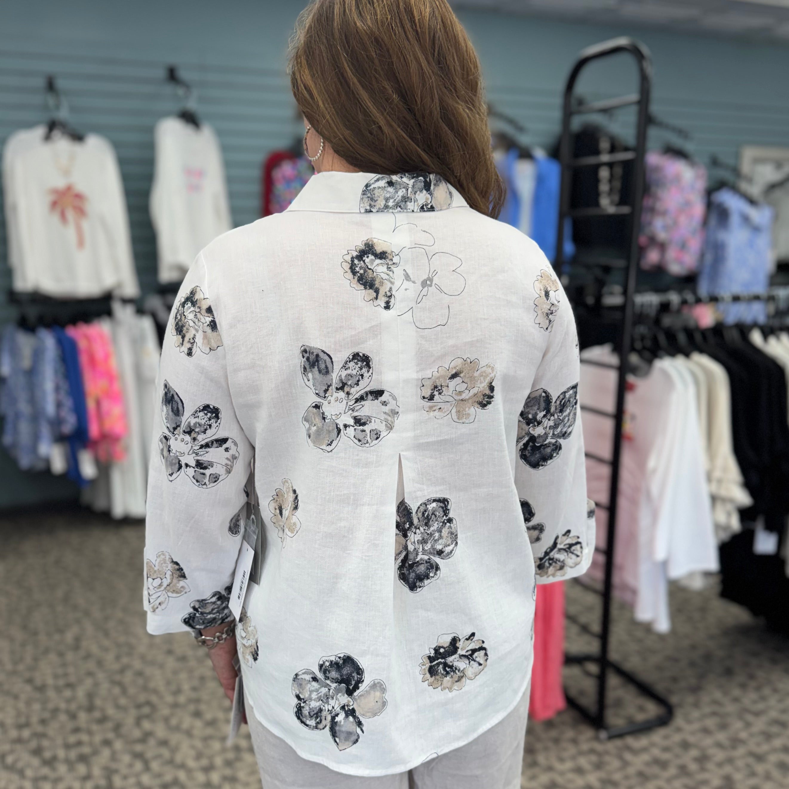 Linen Floral Retro Swing Shirt