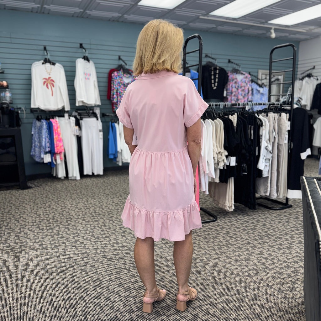 Solid Button Down Mini Dress