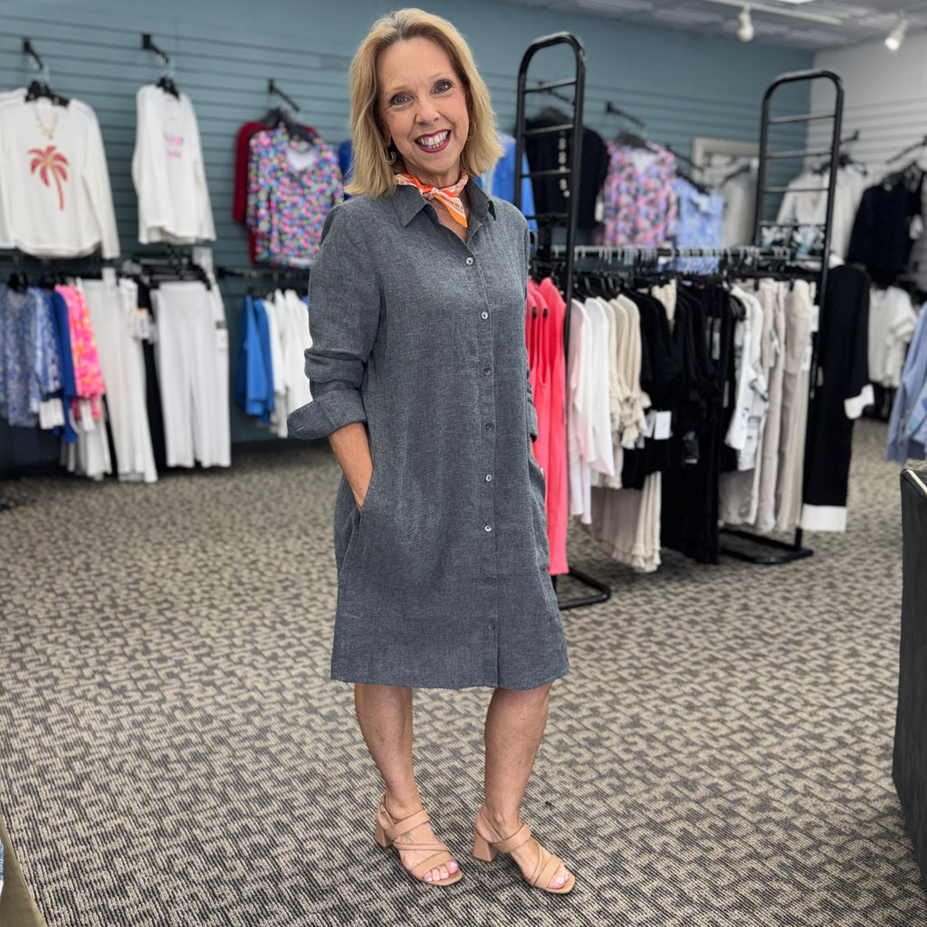 Linen Solid Shirt Dress