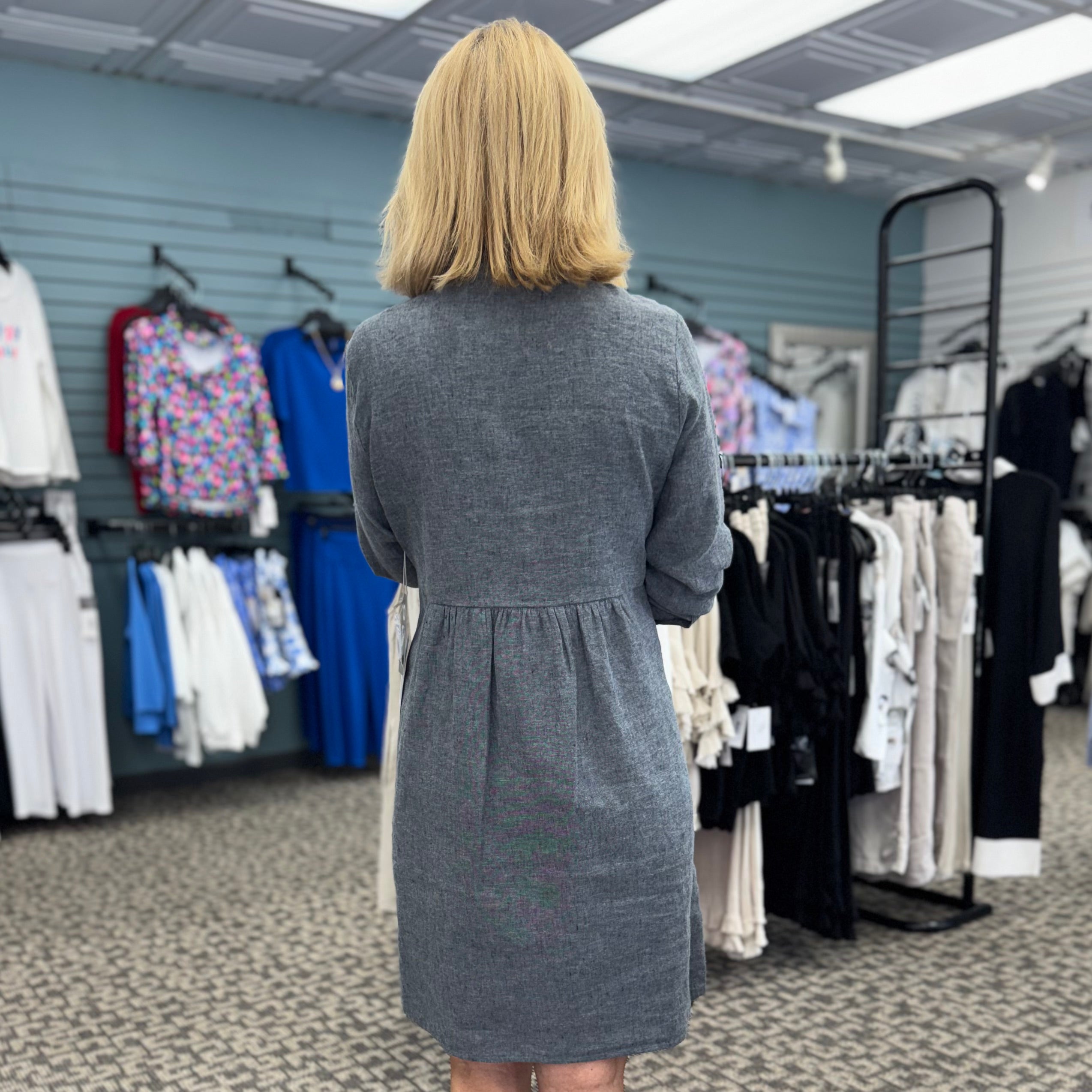 Linen Solid Shirt Dress