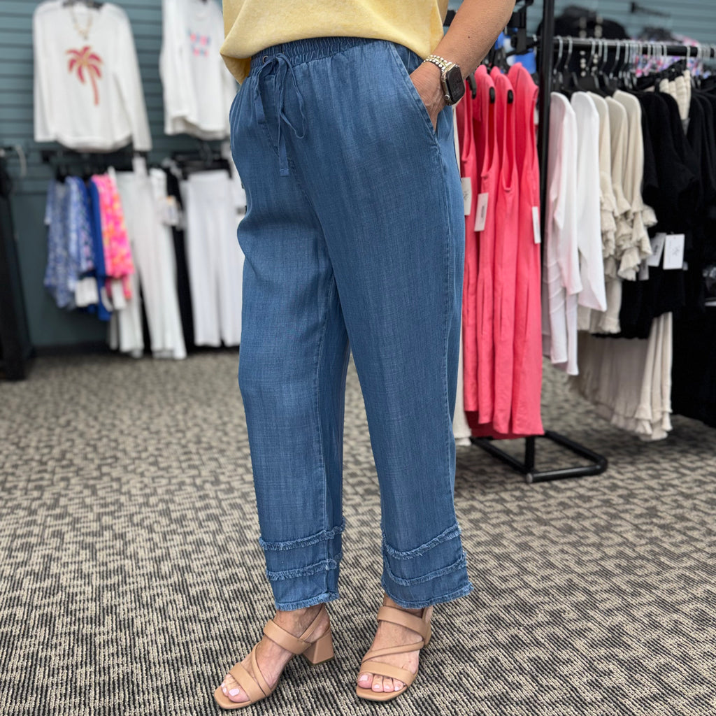 Drawstring Elastic Waist Crop Pants