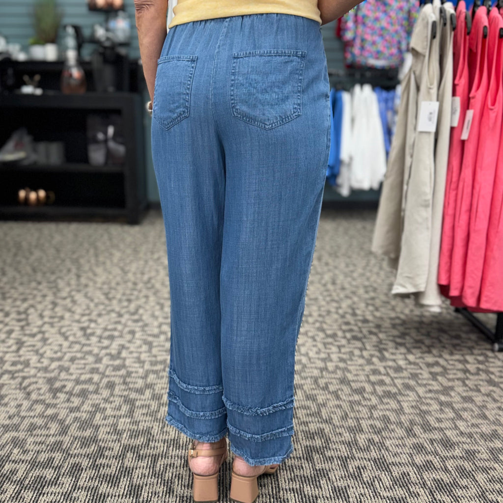 Drawstring Elastic Waist Crop Pants