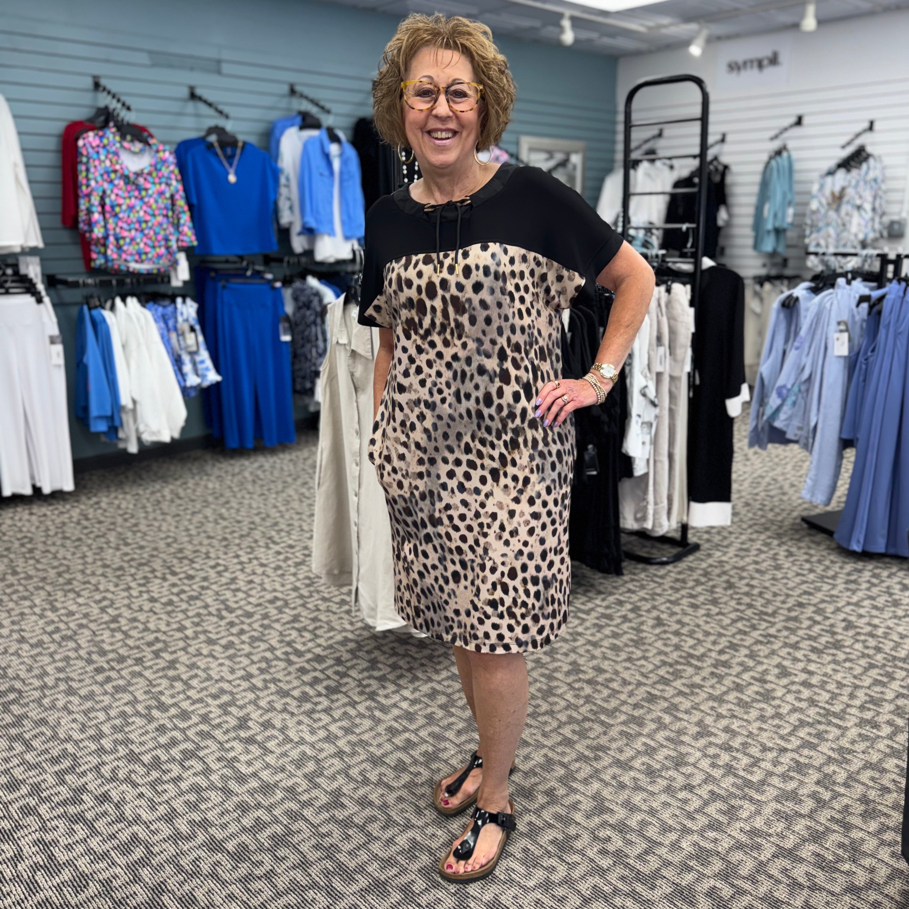 Silky Knit Animal Print Straight Dress