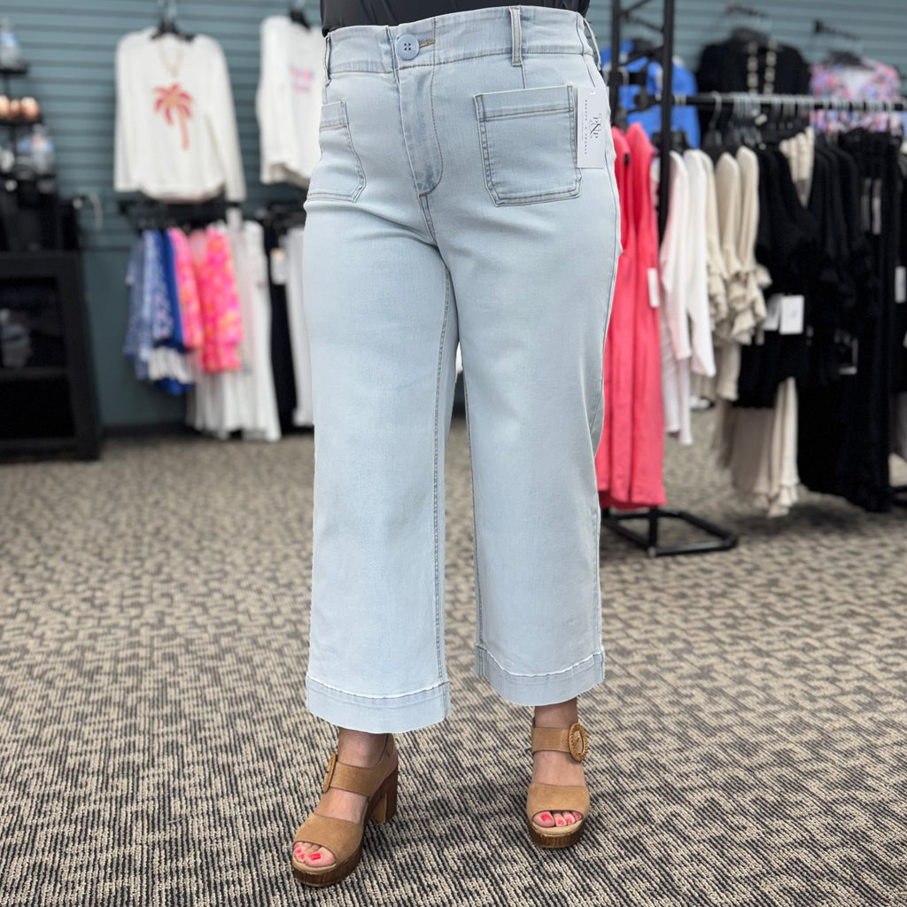 Renuar Patch Pocket Denim Cropped Pant