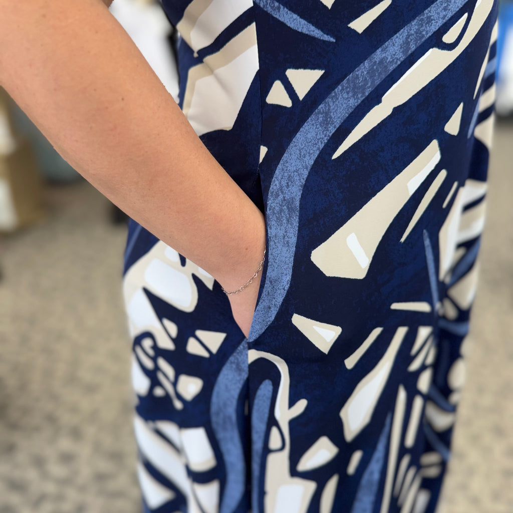 Silky Knit Abstract Print Trapeze Dress
