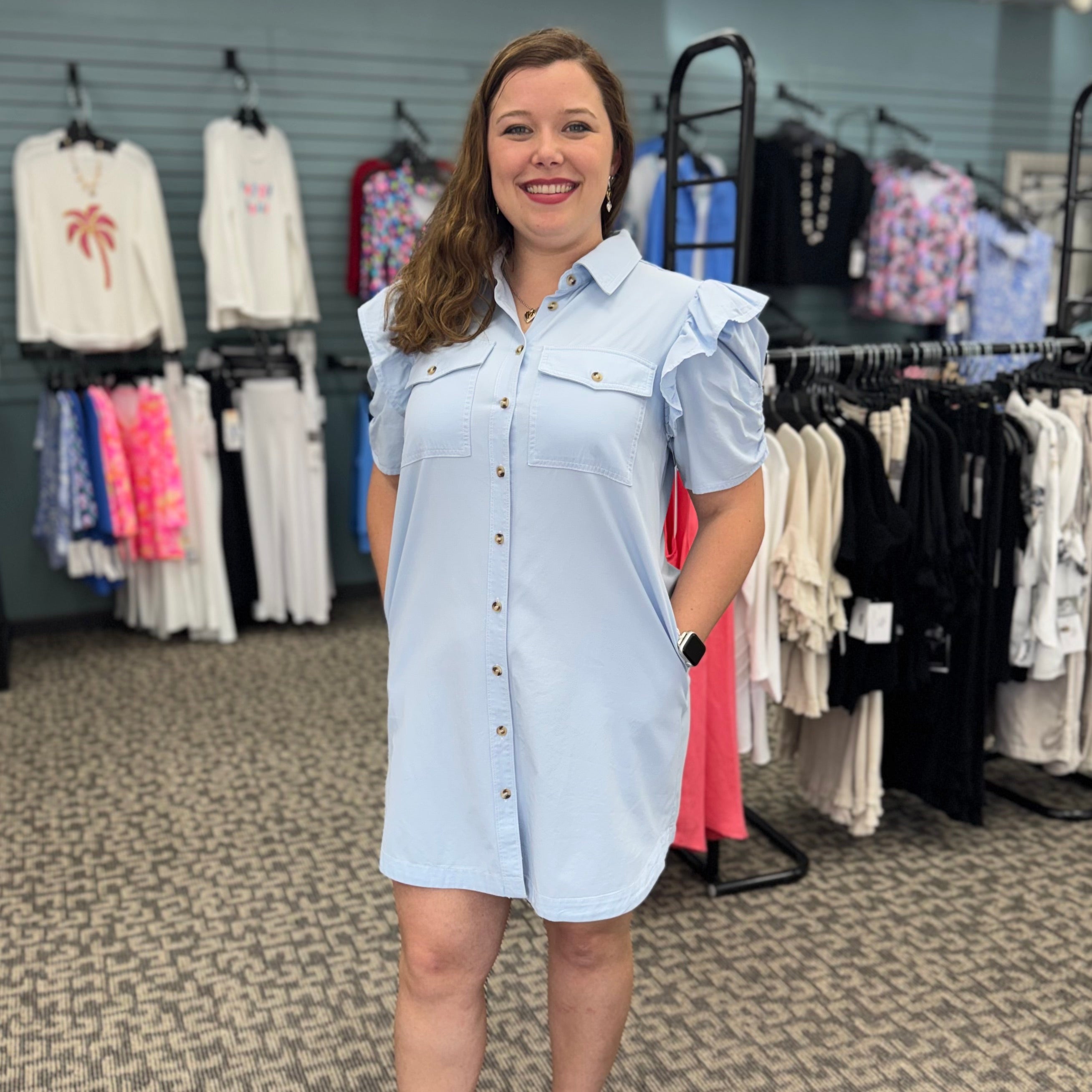 Mineral Washed Ruched Sleeve Mini Dress