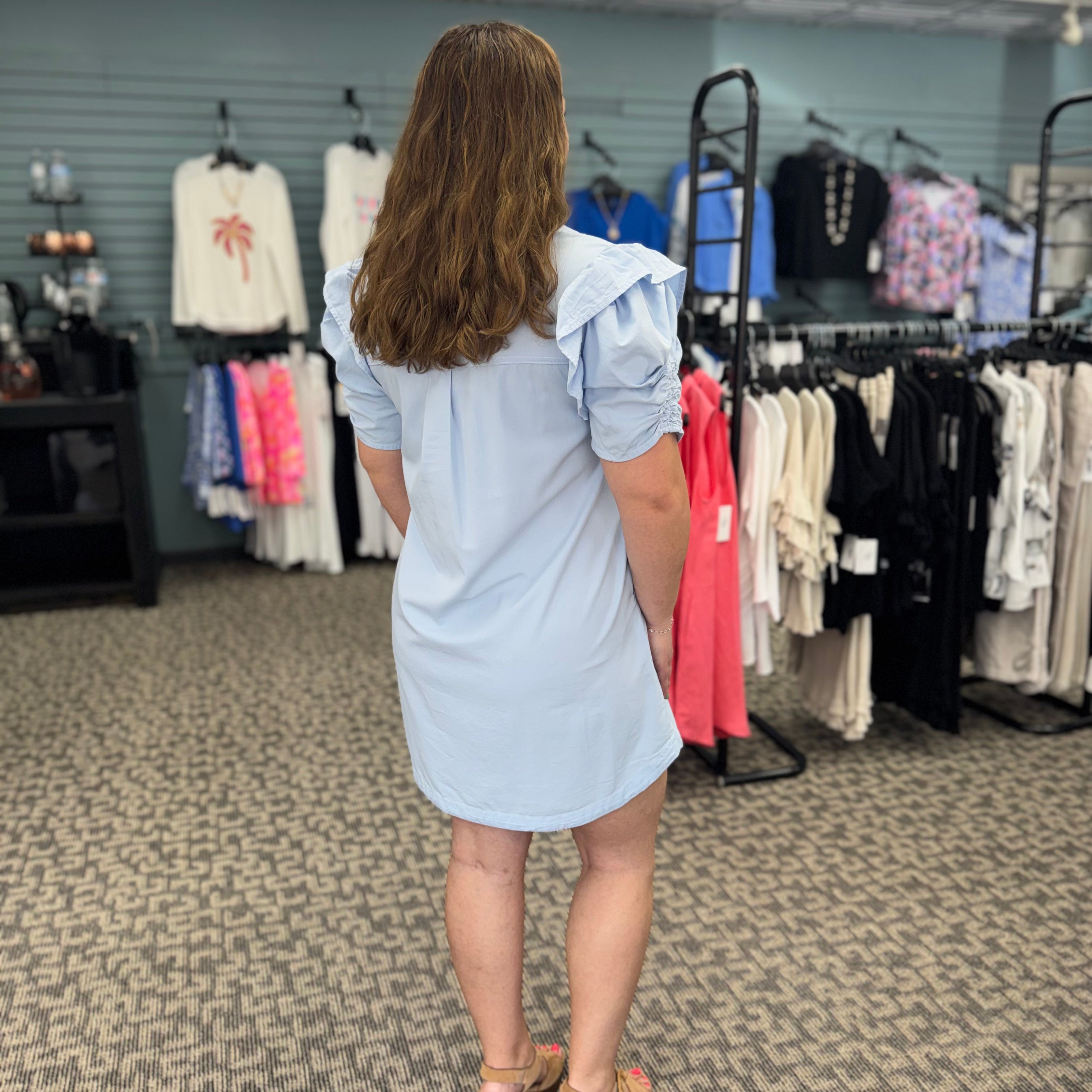 Mineral Washed Ruched Sleeve Mini Dress