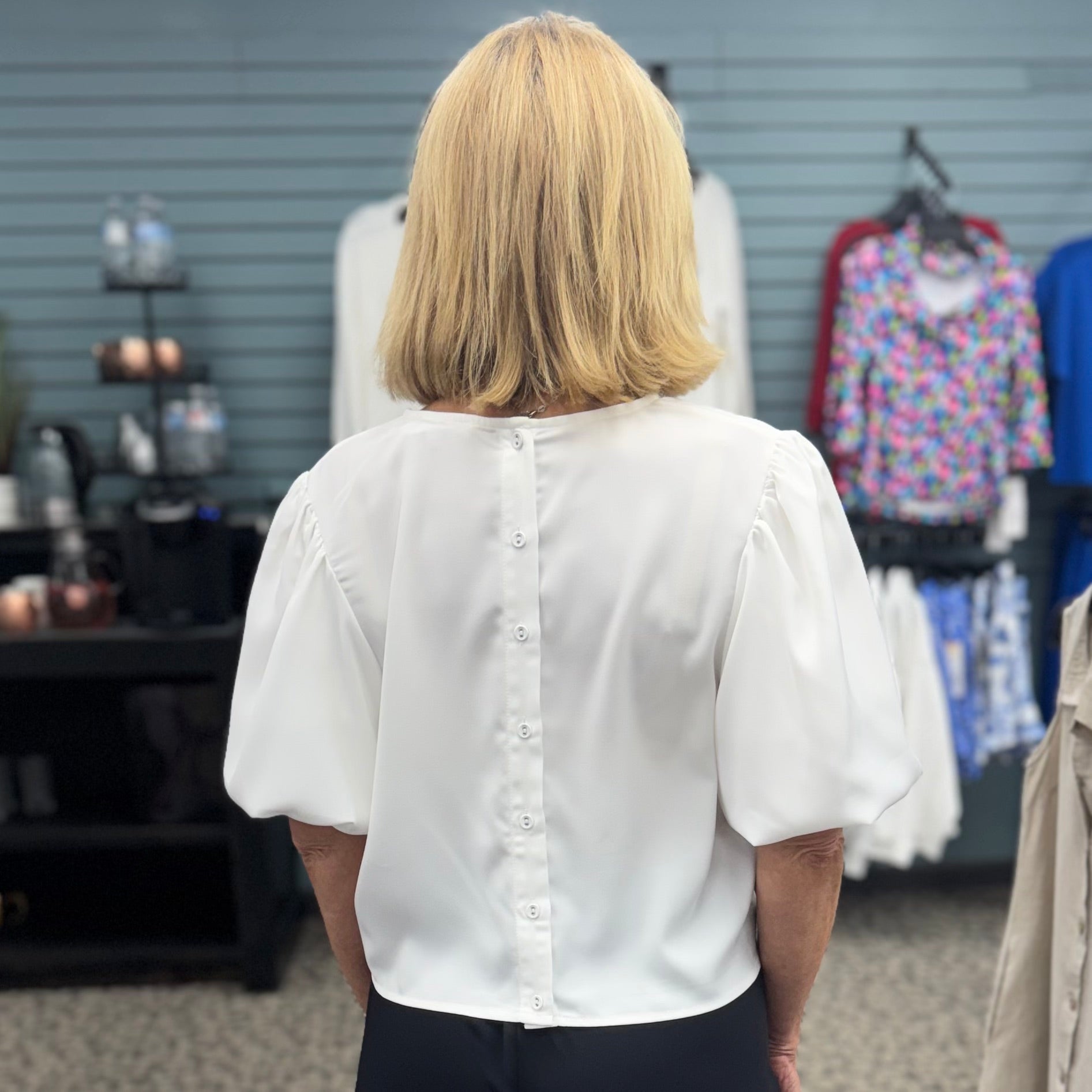 Tie Front Bubble Sleeve Blouse
