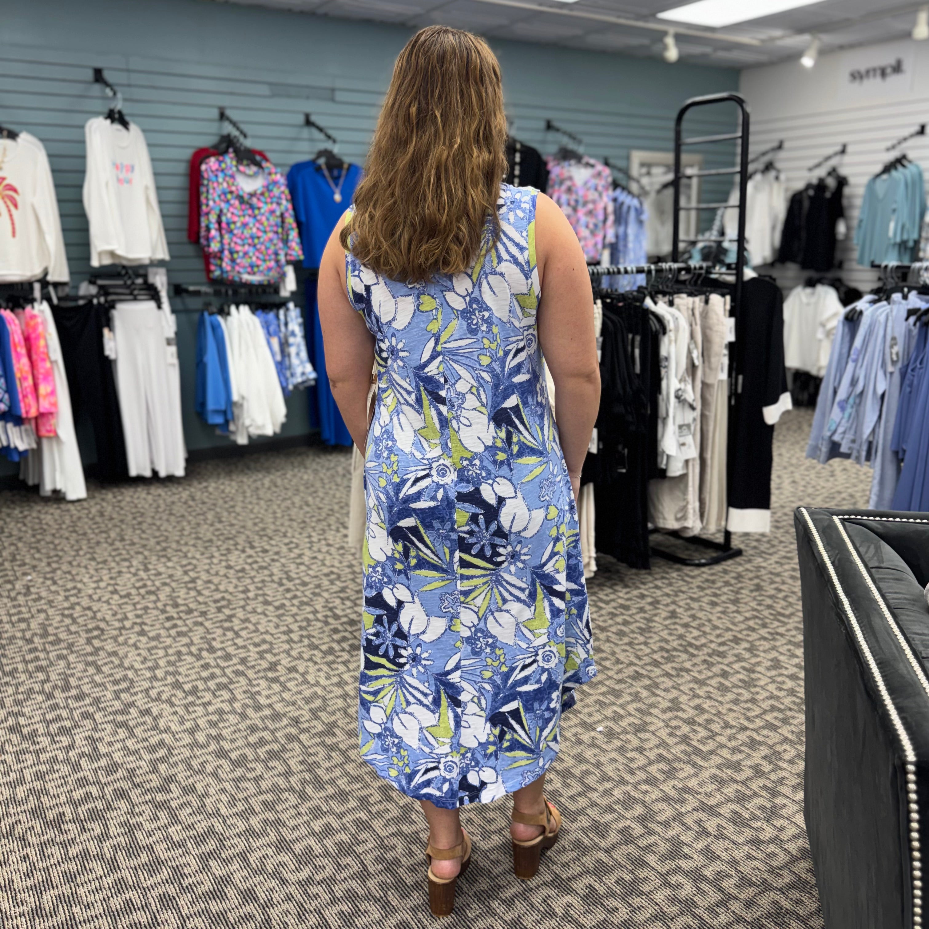 Floral Sleeveless Seamed Dress