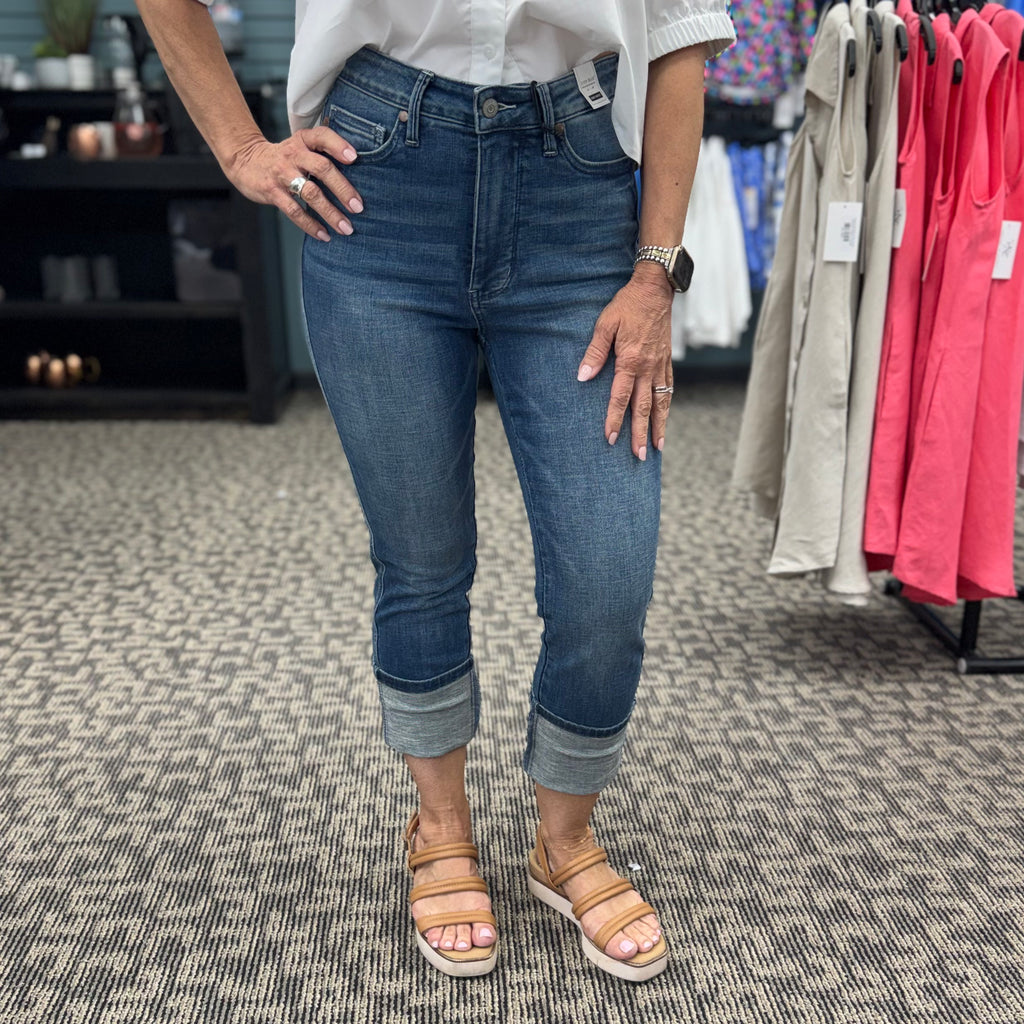 High Waisted Tummy Control Cuff Capri