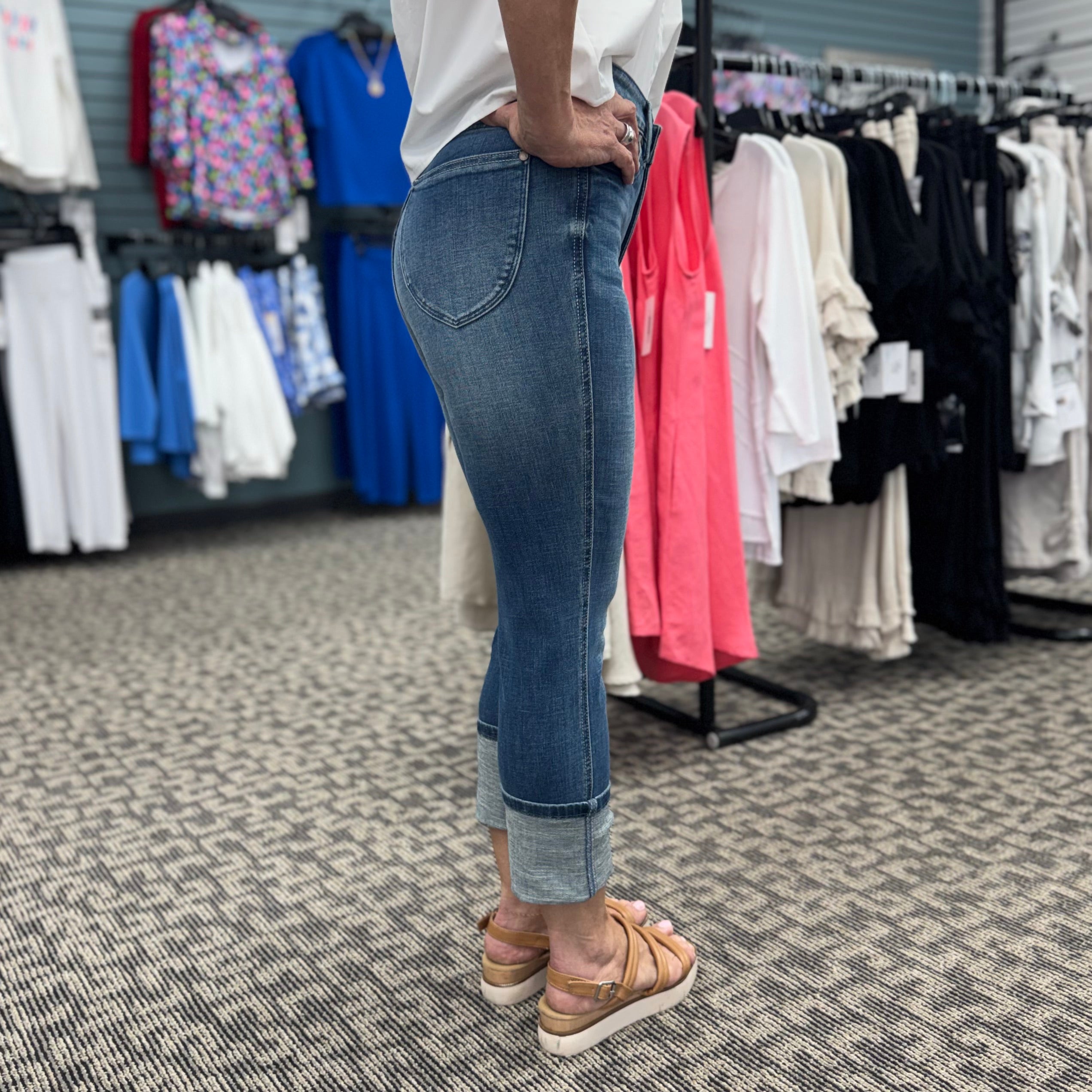 High Waisted Tummy Control Cuff Capri